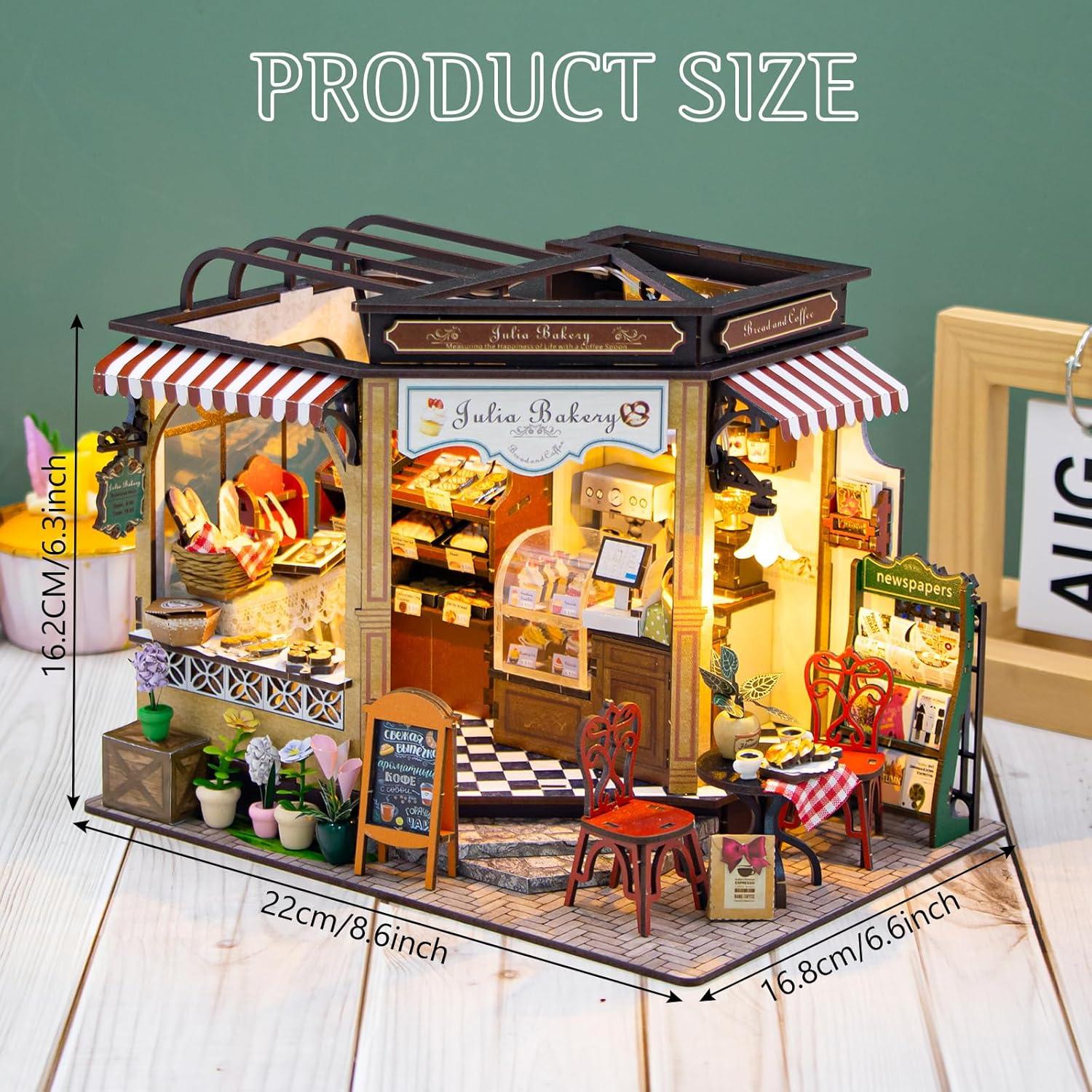 Kit de Casa de Muñecas DIY Foyucool Panadería con Luz LED