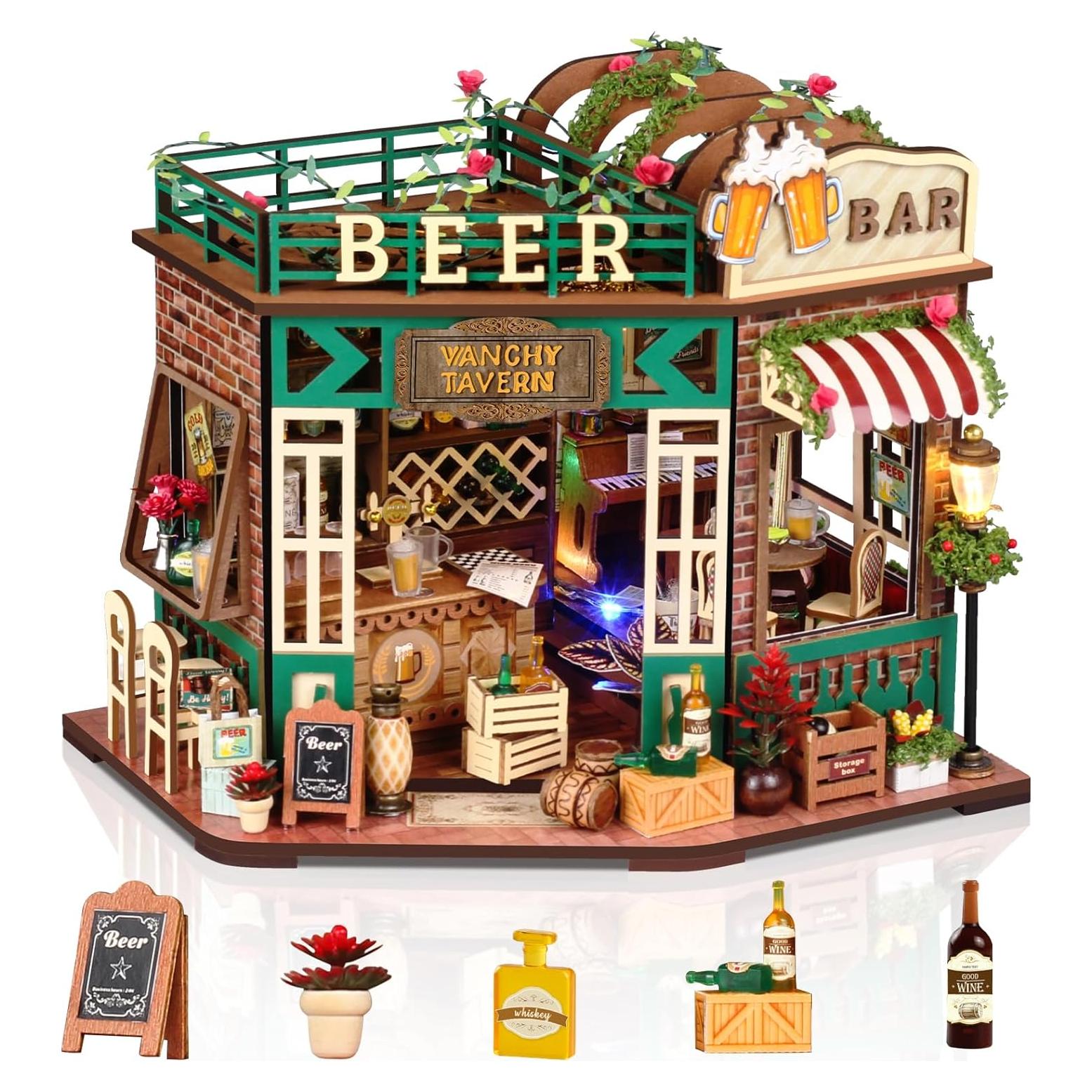 Kit de Casa en Miniatura DIY PINYUE Bar de Cerveza con LED