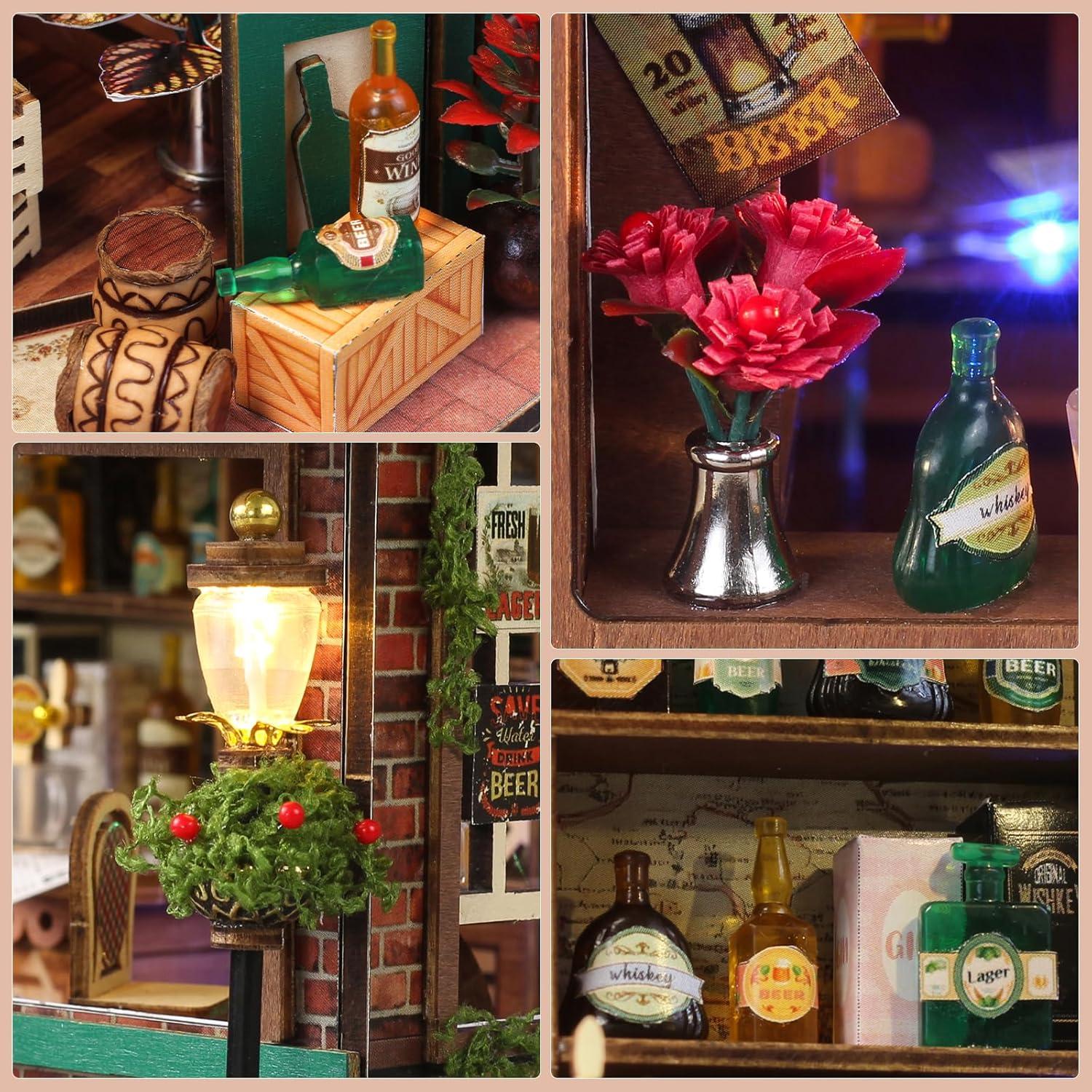 Kit de Casa en Miniatura DIY PINYUE Bar de Cerveza con LED