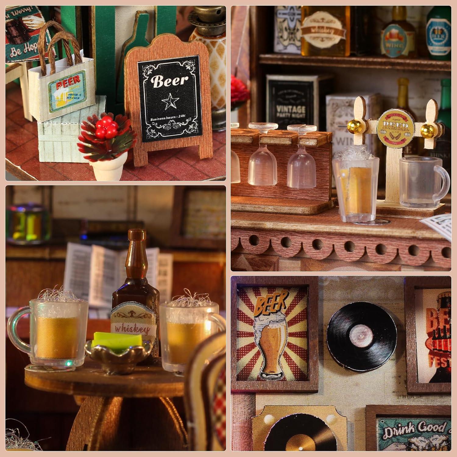 Kit de Casa en Miniatura DIY PINYUE Bar de Cerveza con LED