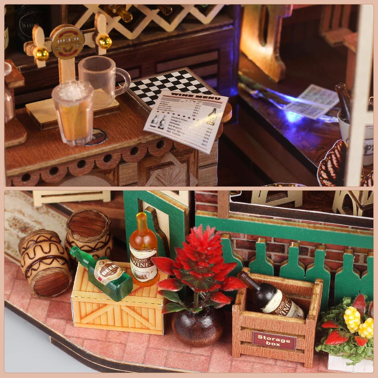 Kit de Casa en Miniatura DIY PINYUE Bar de Cerveza con LED