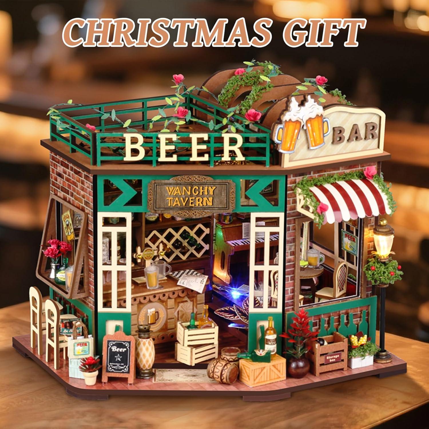 Kit de Casa en Miniatura DIY PINYUE Bar de Cerveza con LED