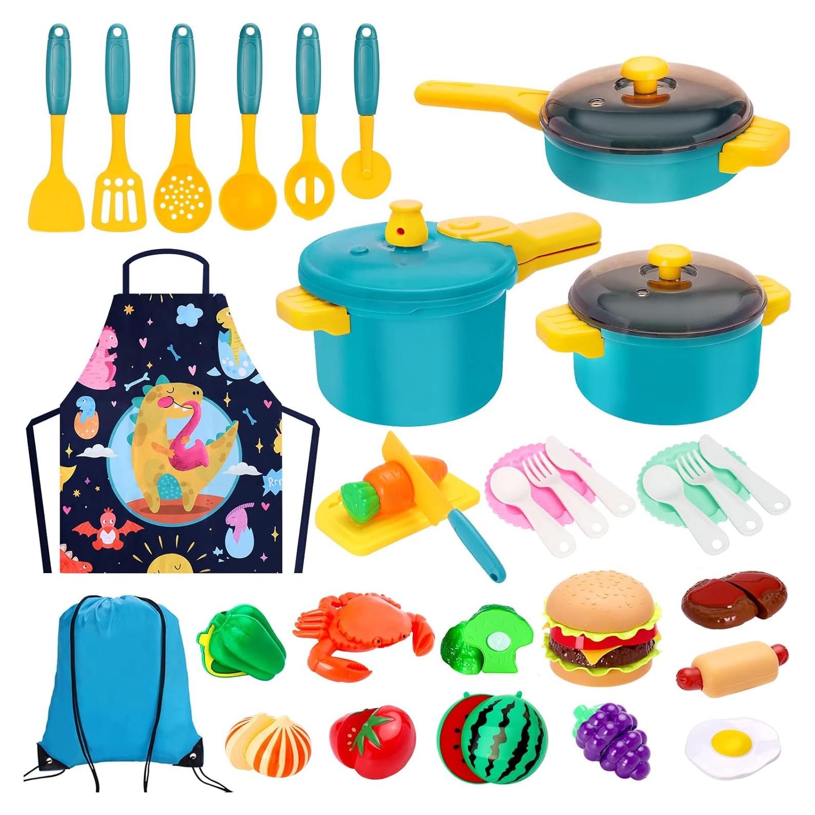 Juego de Cocina Infantil Angeer con Accesorios y Comida - Azul