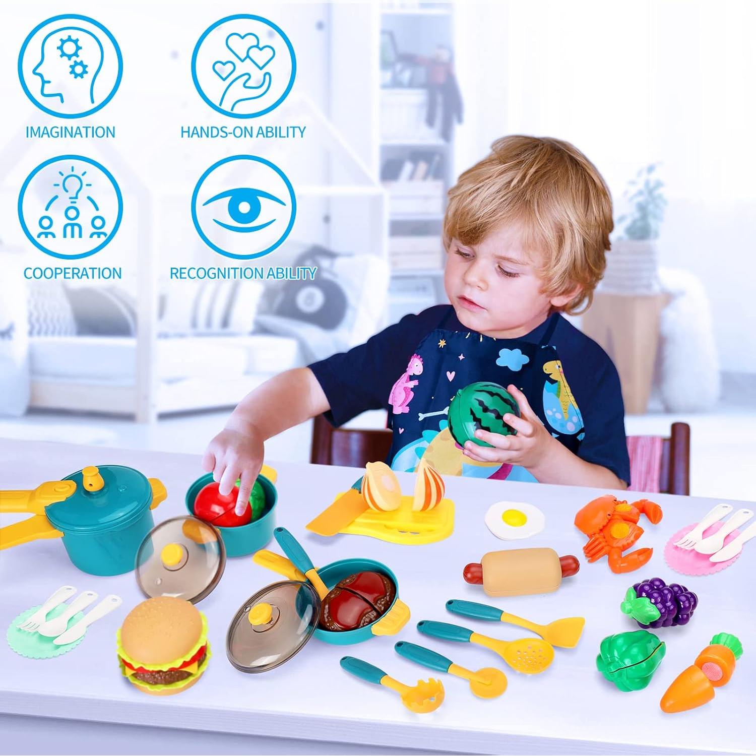 Juego de Cocina Infantil Angeer con Accesorios y Comida - Azul