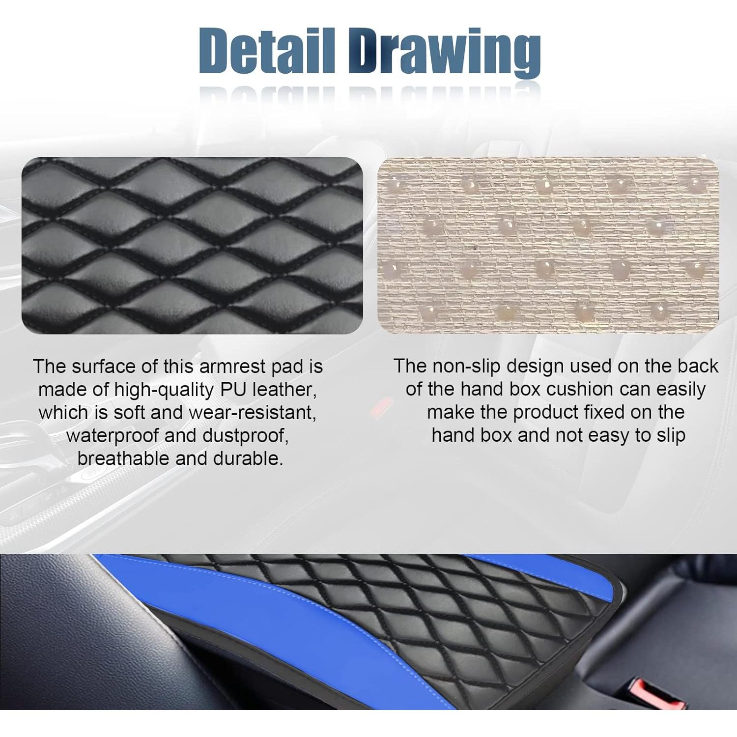 Cubierta de Consola Central Vrasly Cuero Impermeable Azul