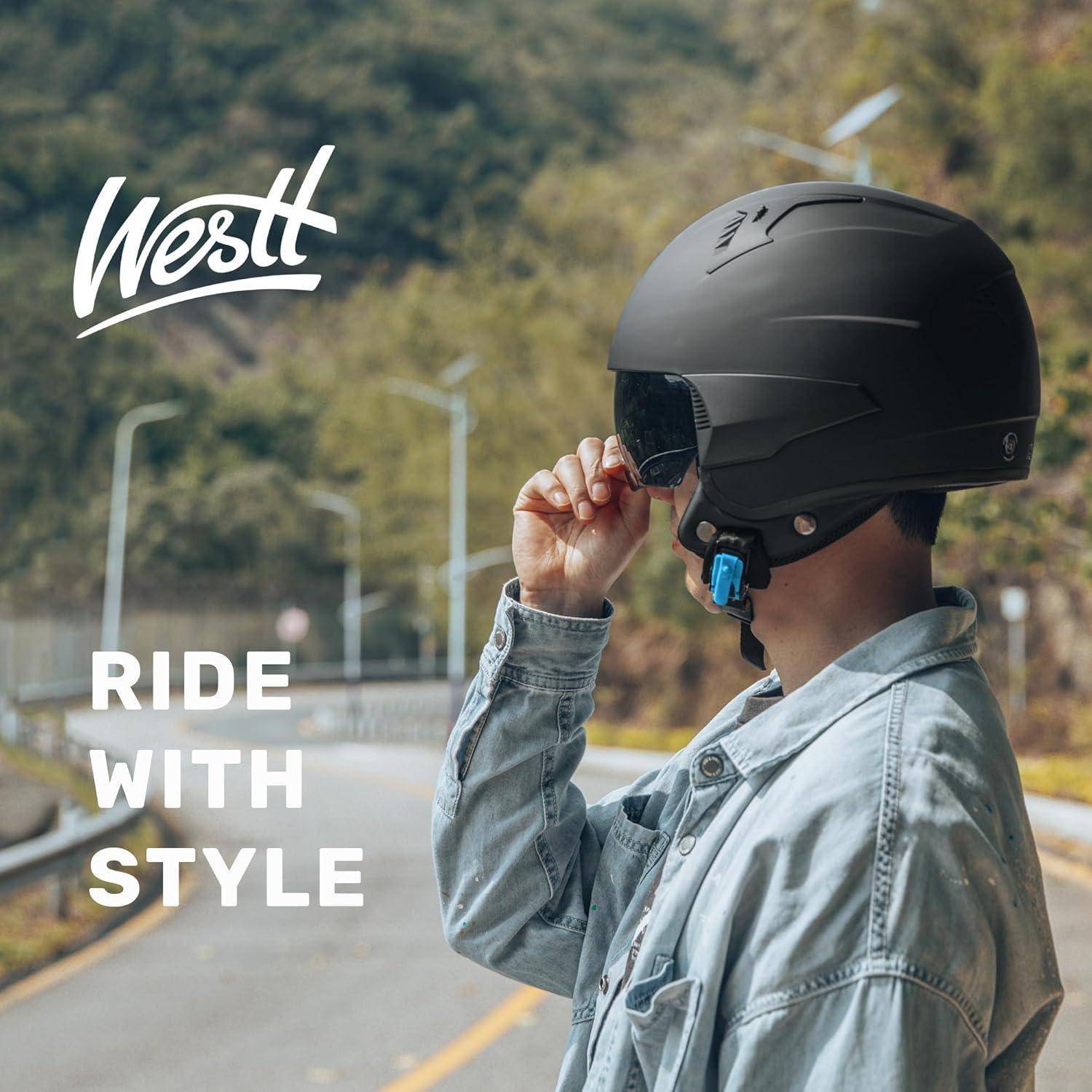 Casco de Moto Abierto Westt Rover S, Certificado DOT, 1.1 kg