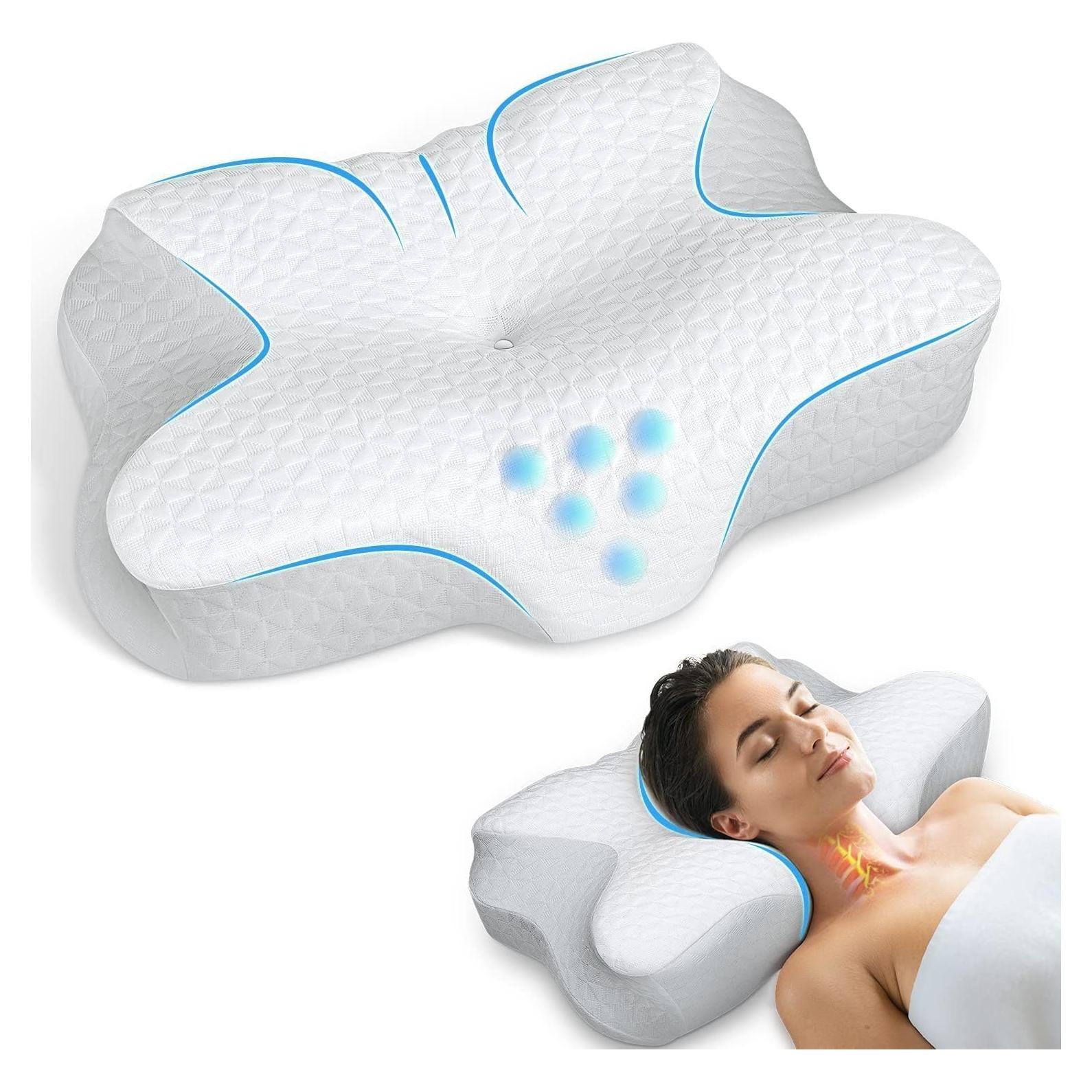 Cervical Pillow, Memory Foam Pillow for Neck Head Shoulder Pain Relief Sleeping Supports Your Head, Cooling Ergonomic Orthopedic Contoured Neck Bed Pillow for Side, Back,Stomach Sleepers