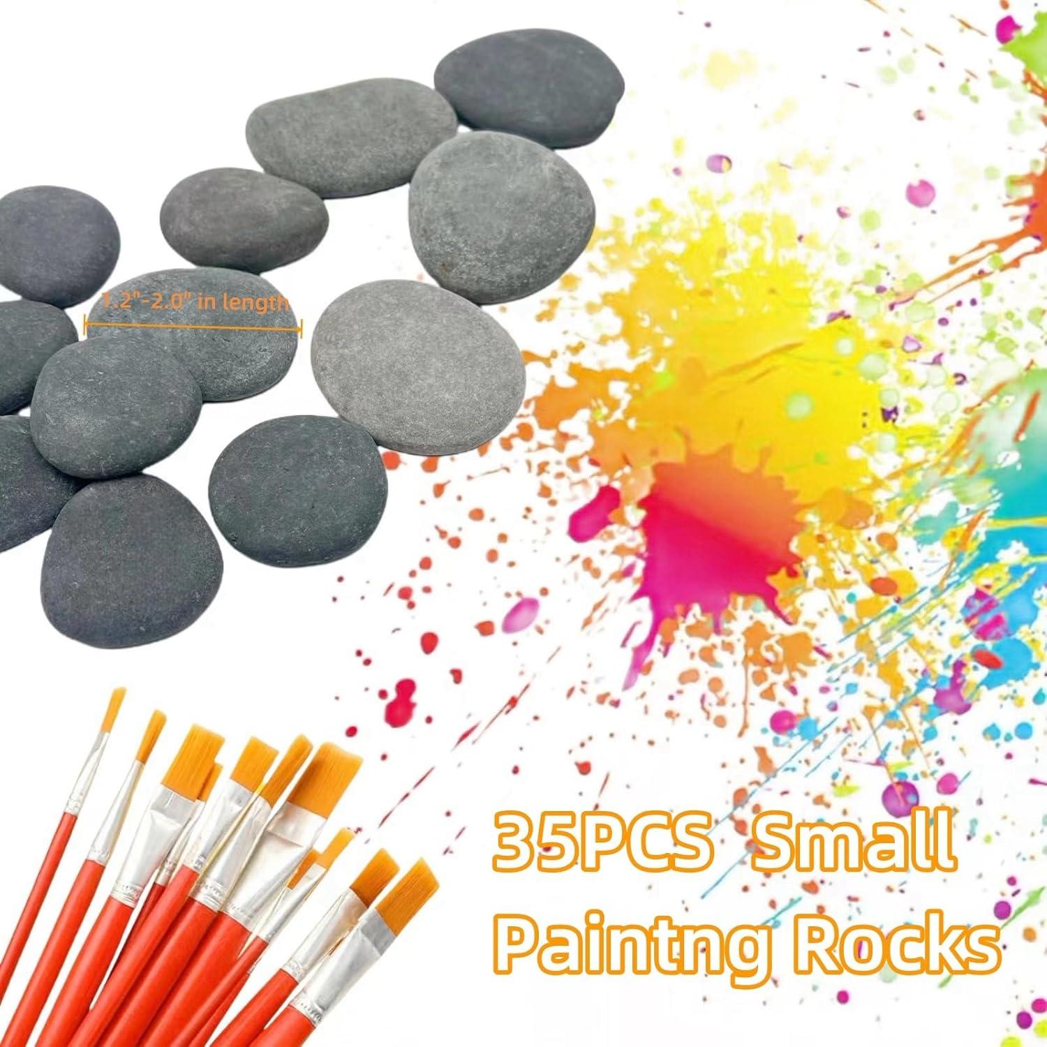 CYLHCM 35 PCS Rocks for Painting, 1.2"-2.0" Flat DIY Painting Rocks, Smooth Rocks for Crafts, Arts,Decoration, Kindness Rocks Hand Picked for Painting