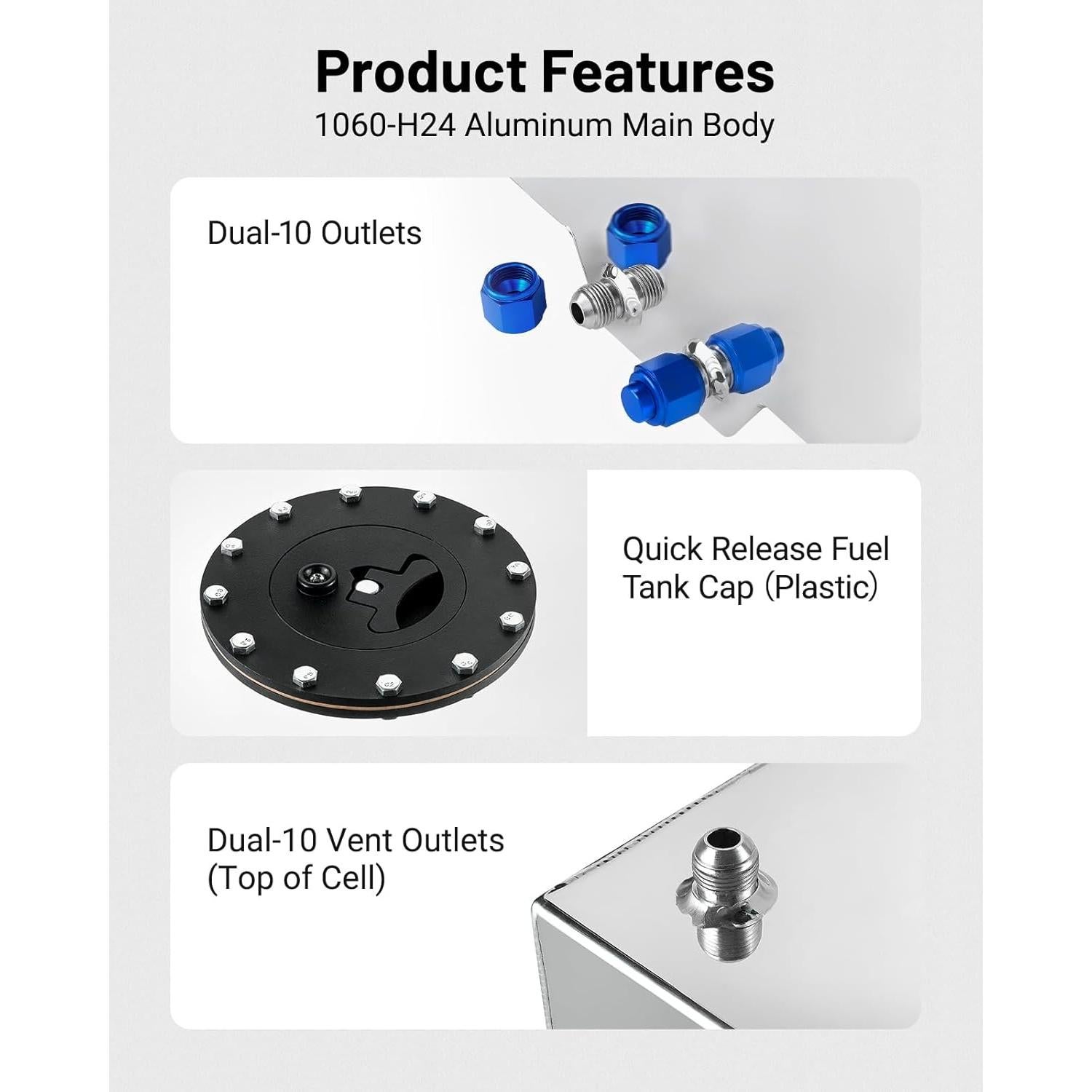 Tanque de Combustible Speedwow 56.78L Aluminio con Sensor