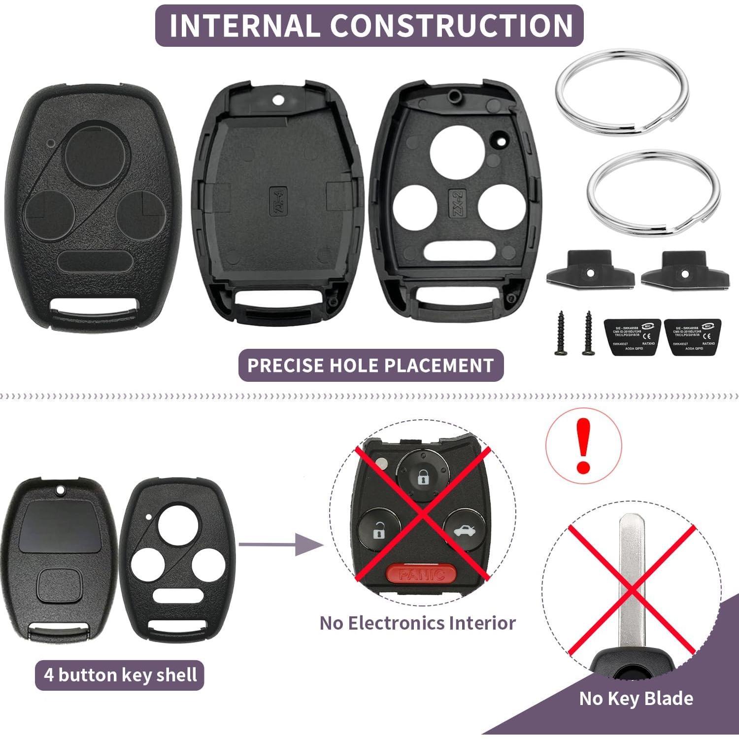 Paquete de 2 Carcasas de Llave Honda Accord Civic Pilot CR-V