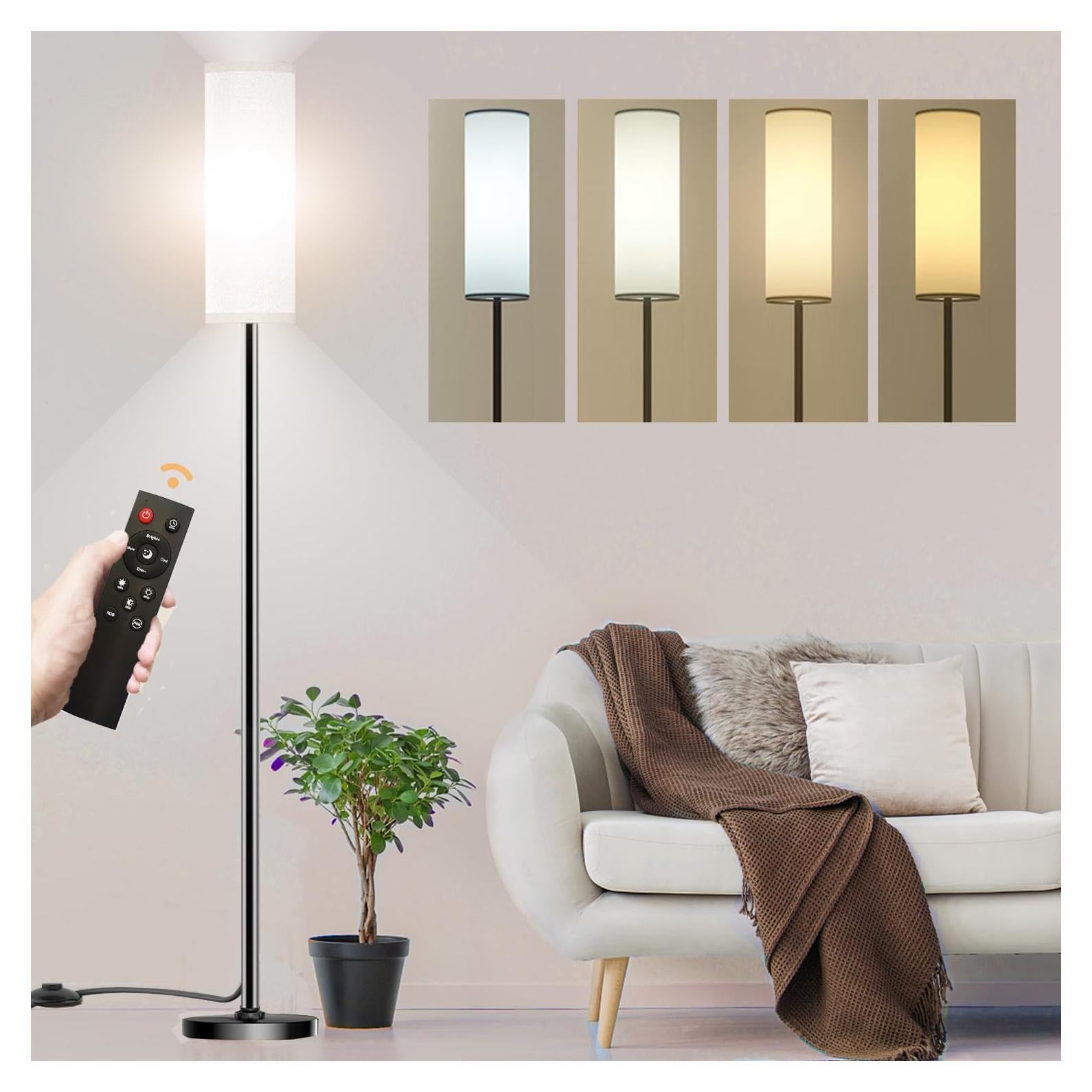 Lámpara de pie LED Qaubauyt JP-RGB blanca 170 cm control remoto