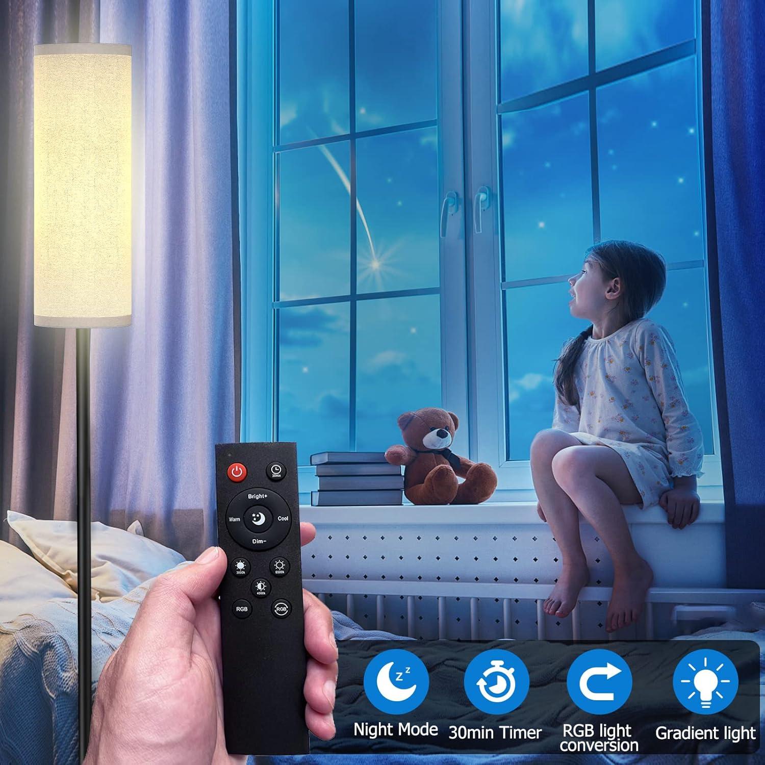 Lámpara de pie LED Qaubauyt JP-RGB blanca 170 cm control remoto