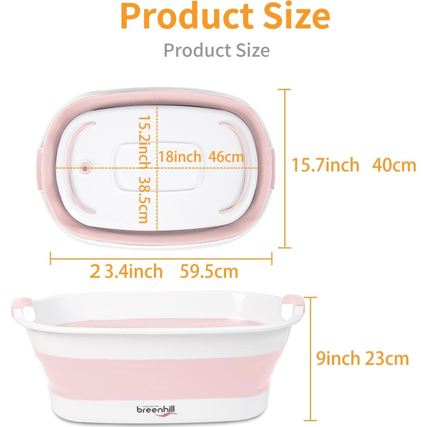 Bañera Plegable para Mascotas BREENHILL Rosa 23L