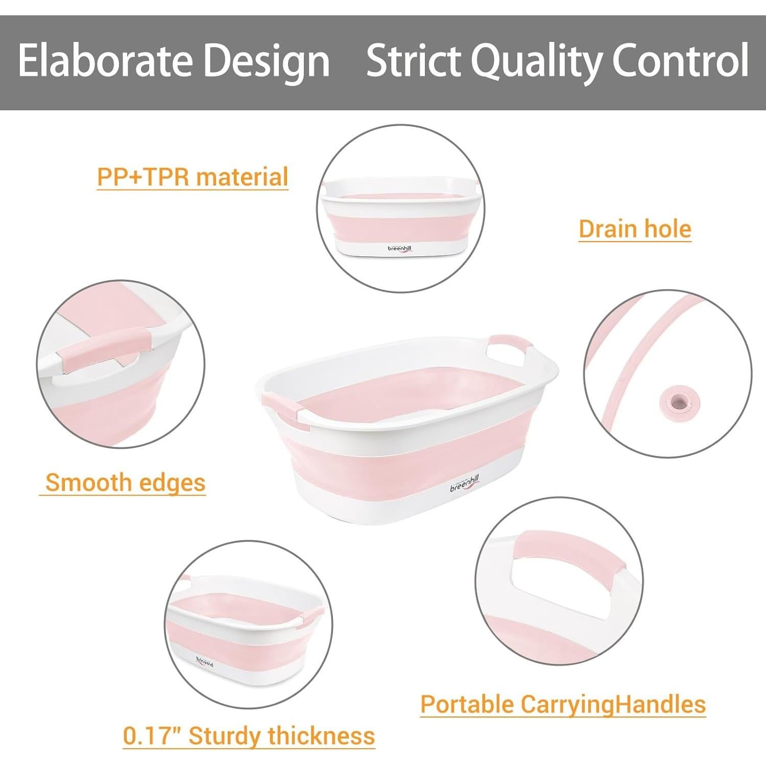 Bañera Plegable para Mascotas BREENHILL Rosa 23L