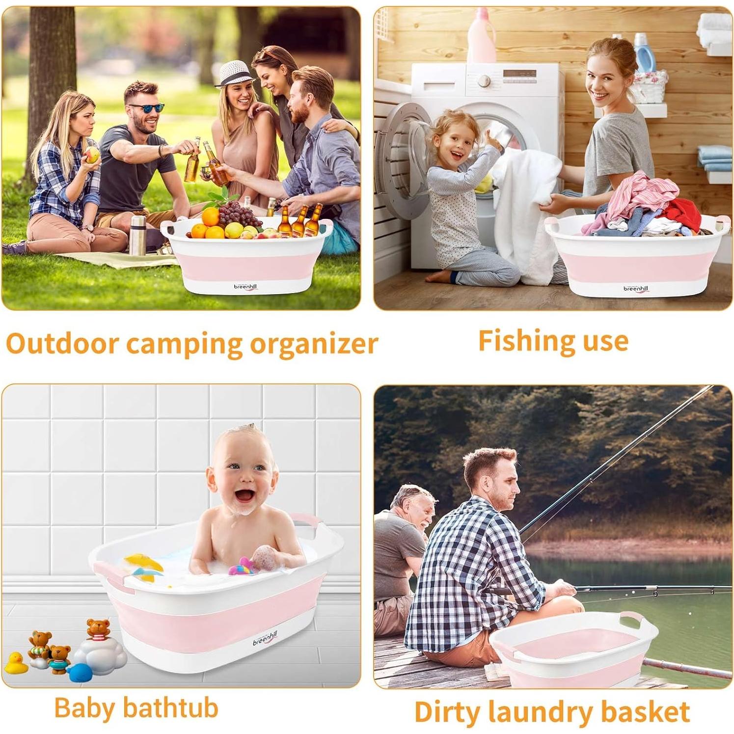 Bañera Plegable para Mascotas BREENHILL Rosa 23L