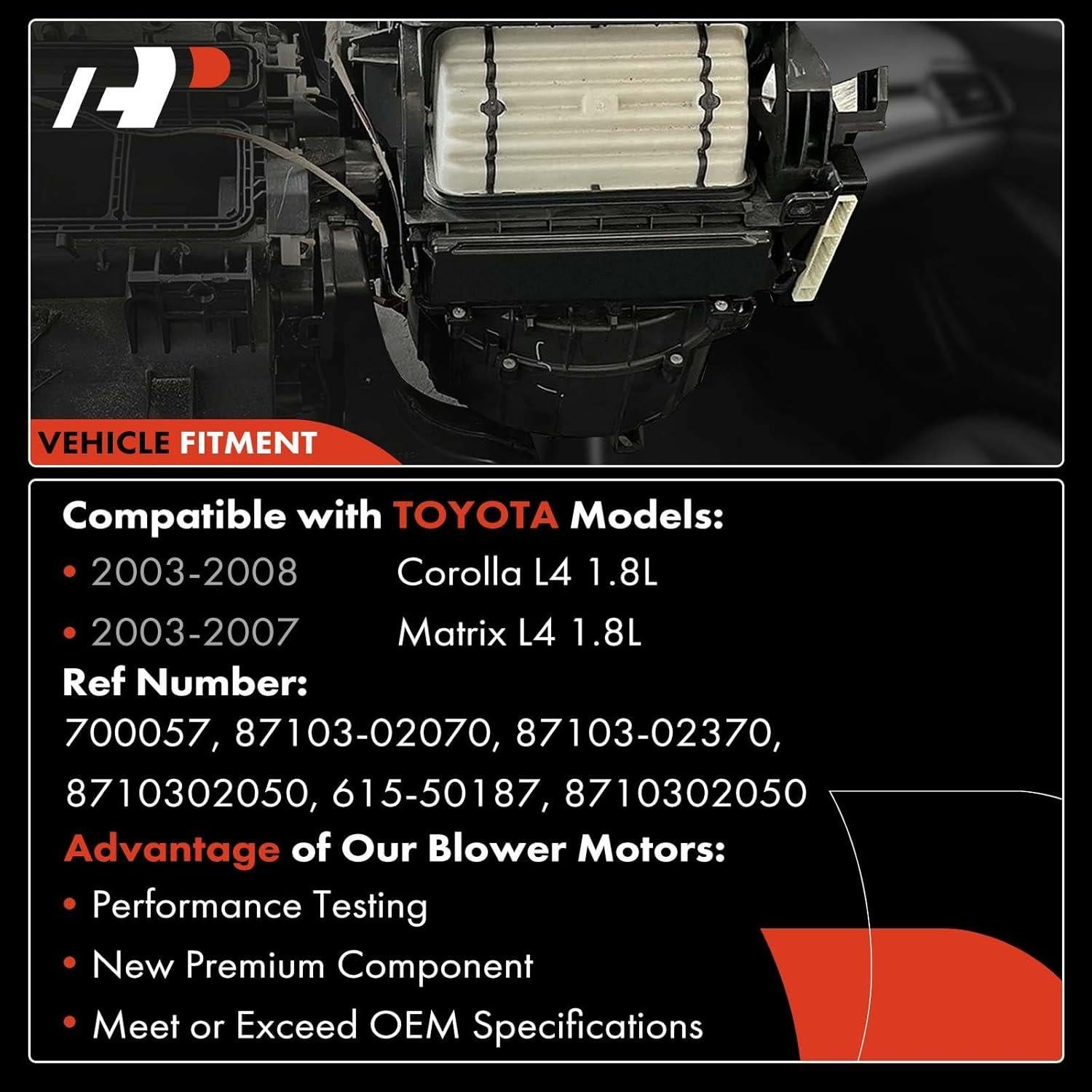 Motor de Soplador de Calefacción A-Premium para Toyota Corolla 2003-2008