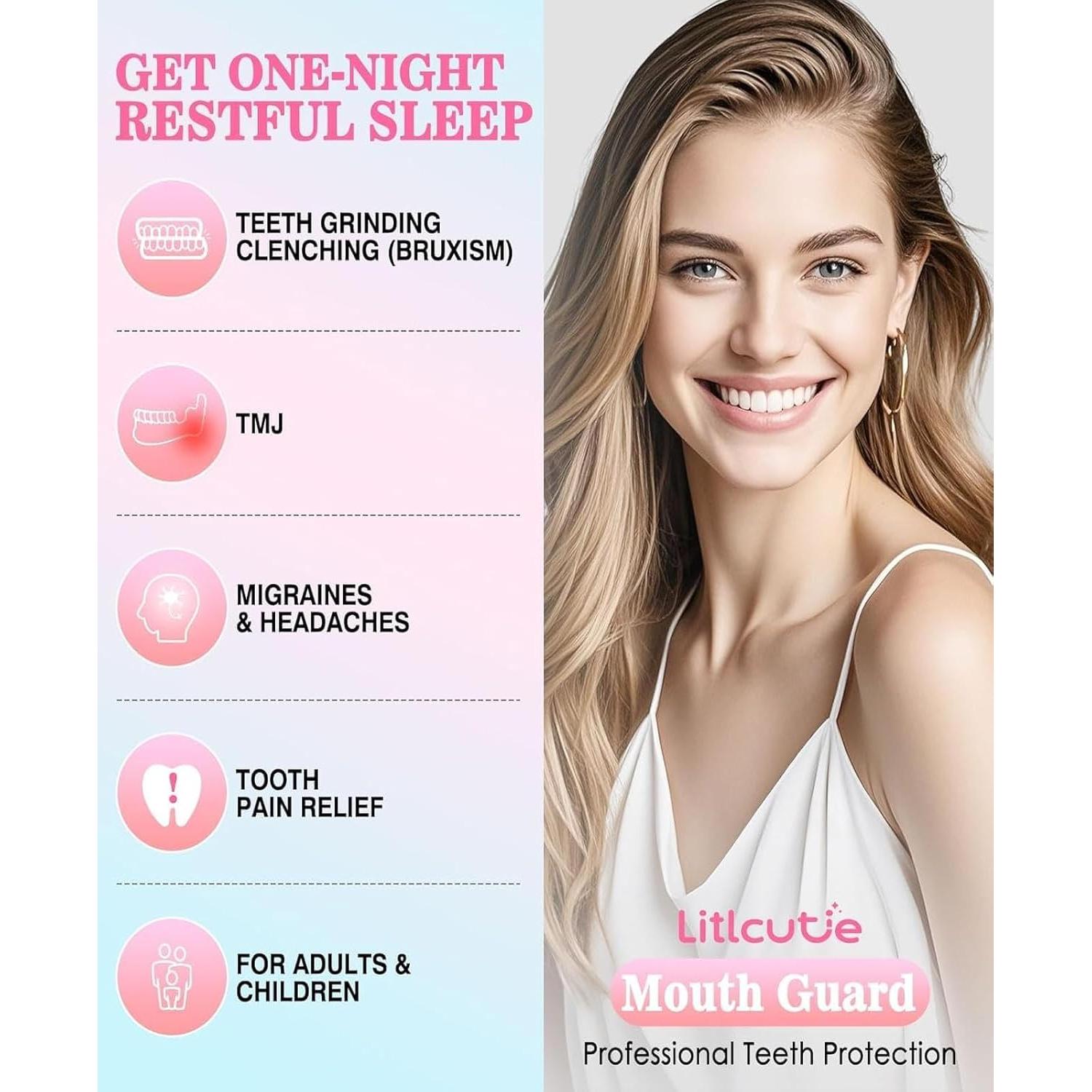 Mouth Guard for Grinding Teeth at Night, 2 Color Night Guards for Teeth Grinding, Reusable Teeth Grinding Mouth Guard for Sleep, Mouthguards for Grinding of Teeth, 4 Pcs/2 Sizes