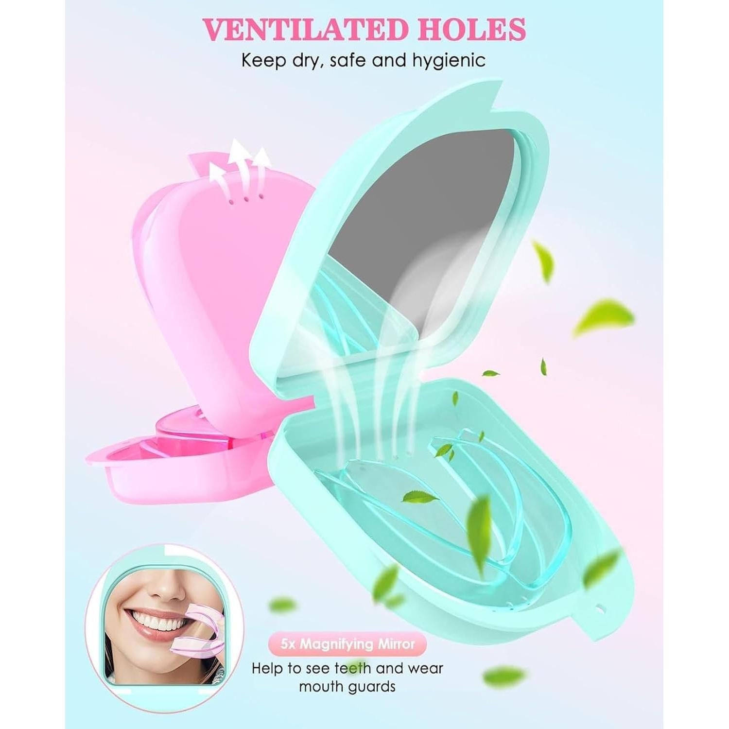 Mouth Guard for Grinding Teeth at Night, 2 Color Night Guards for Teeth Grinding, Reusable Teeth Grinding Mouth Guard for Sleep, Mouthguards for Grinding of Teeth, 4 Pcs/2 Sizes