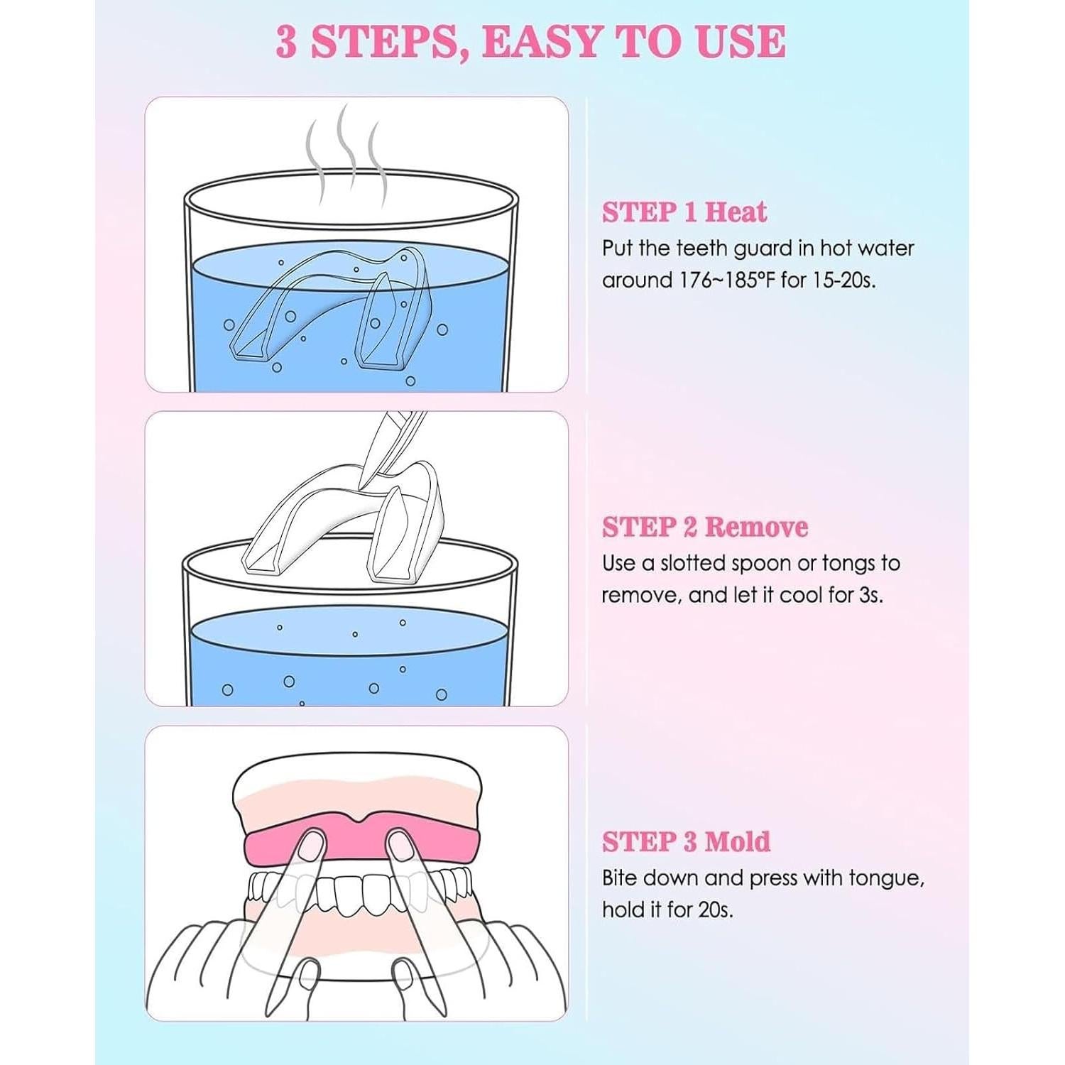 Mouth Guard for Grinding Teeth at Night, 2 Color Night Guards for Teeth Grinding, Reusable Teeth Grinding Mouth Guard for Sleep, Mouthguards for Grinding of Teeth, 4 Pcs/2 Sizes