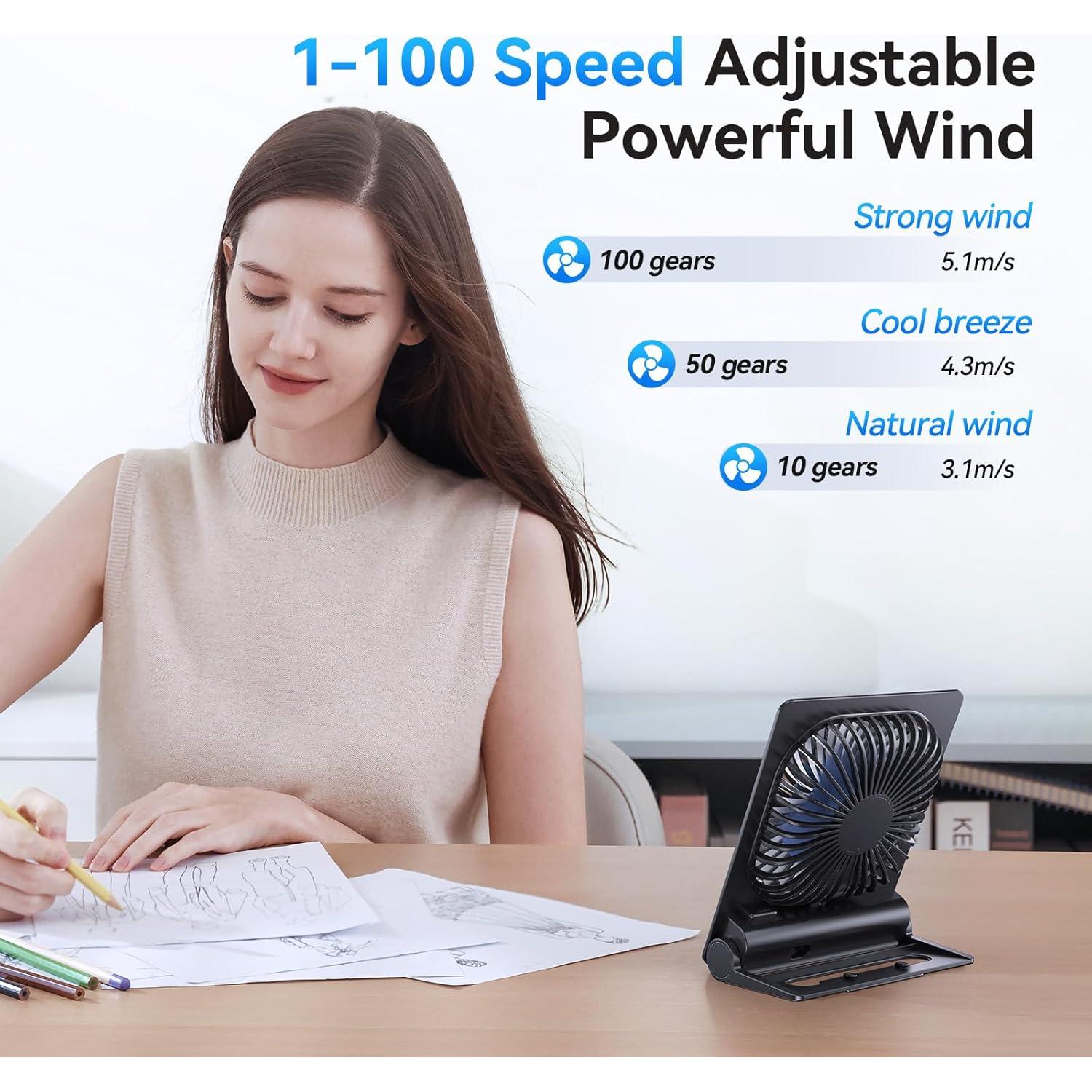 Ventilador de Escritorio GOCKERA F16 Negro 100 Velocidades 5000mAh