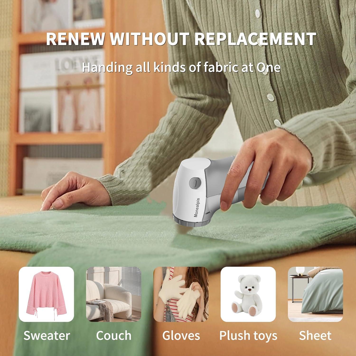 Fabric Shaver Lint Remover, Pilling and Lint Balls Removal for Sweaters, Clothes, and Furniture - Battery Operated Pill Remover