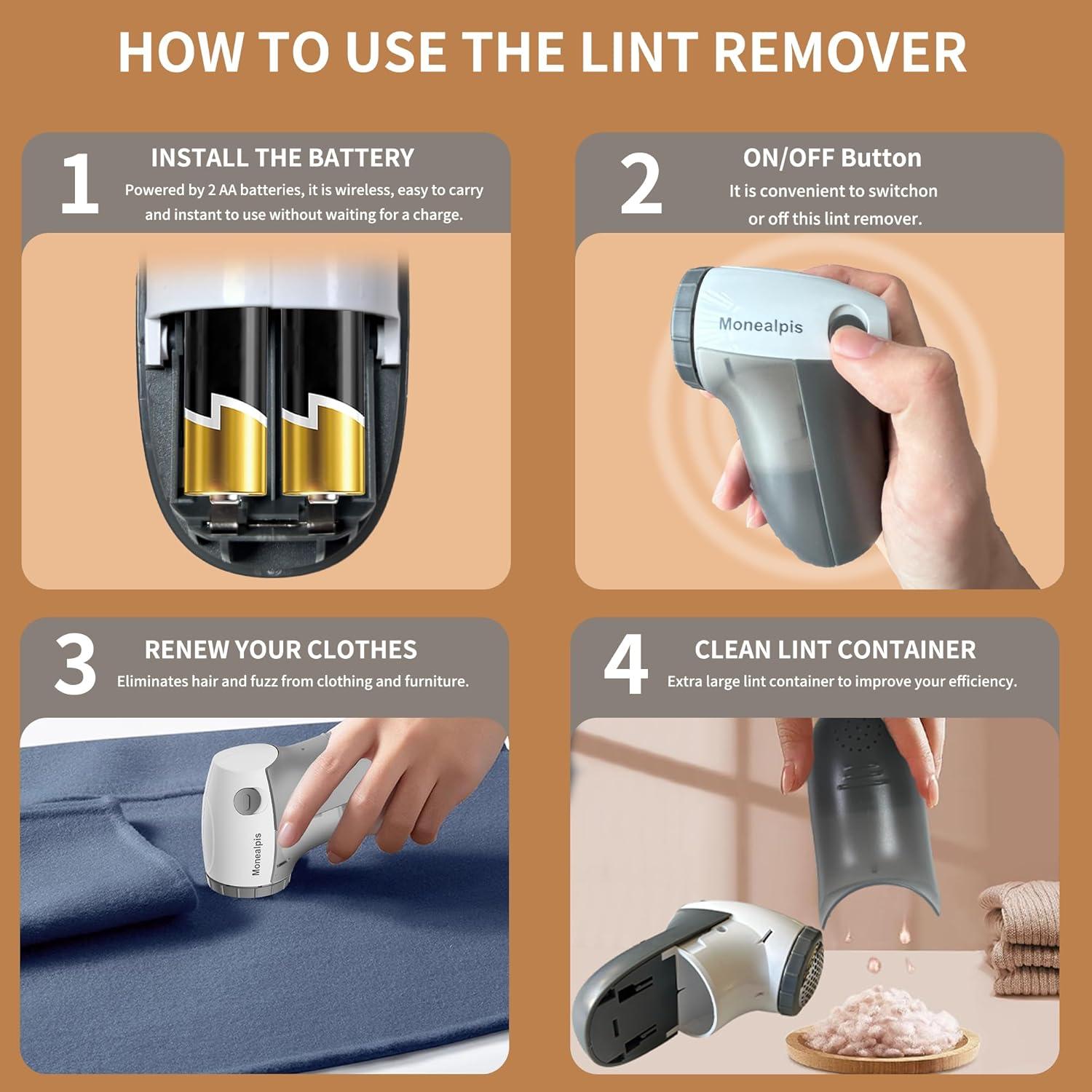 Fabric Shaver Lint Remover, Pilling and Lint Balls Removal for Sweaters, Clothes, and Furniture - Battery Operated Pill Remover