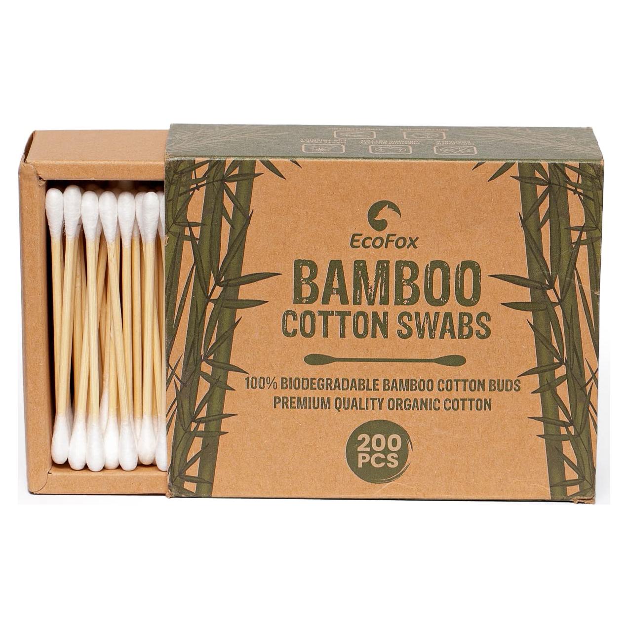 Hisopos de Algodón de Bambú EcoFox 200 Unidades Biodegradables