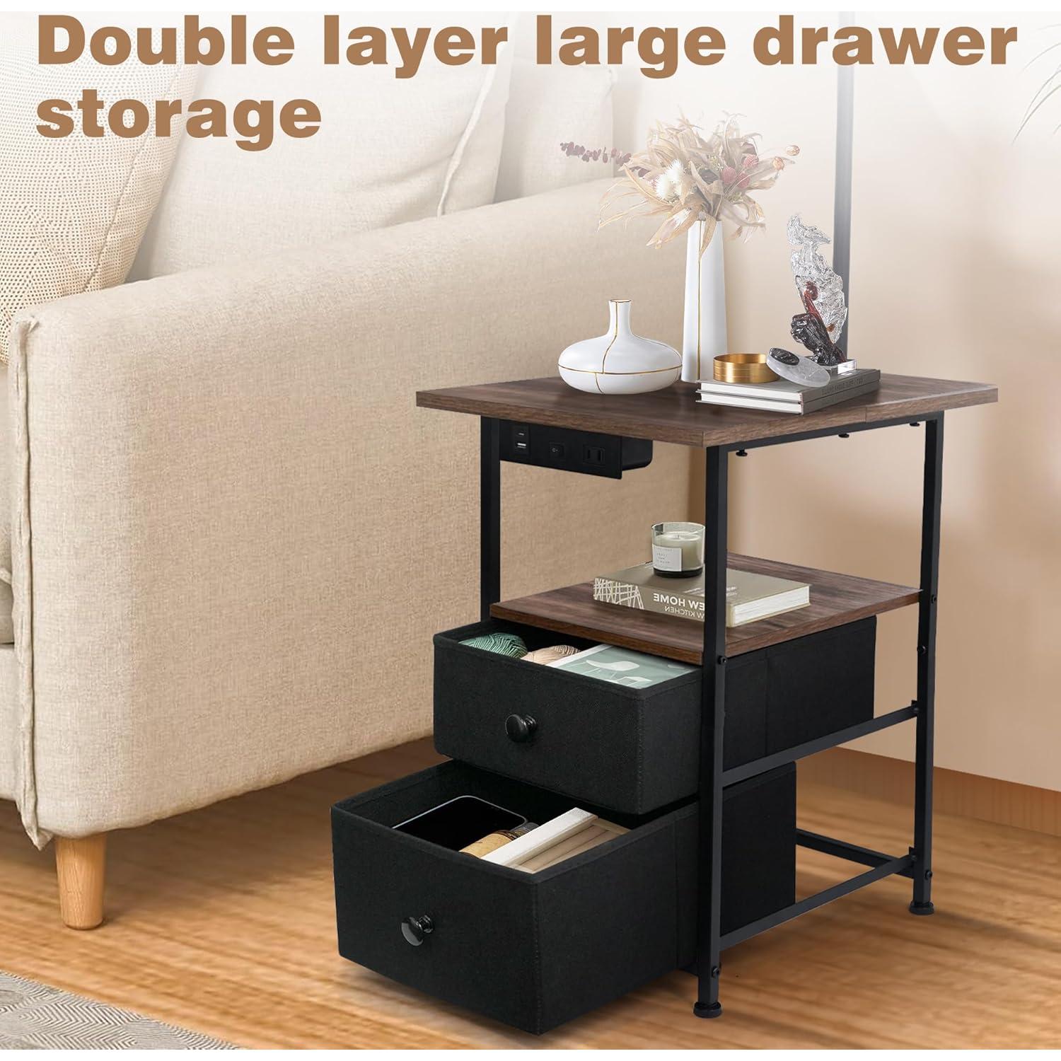 Lámpara de Pie PESRAE con Mesa de Noche y Carga USB 9W