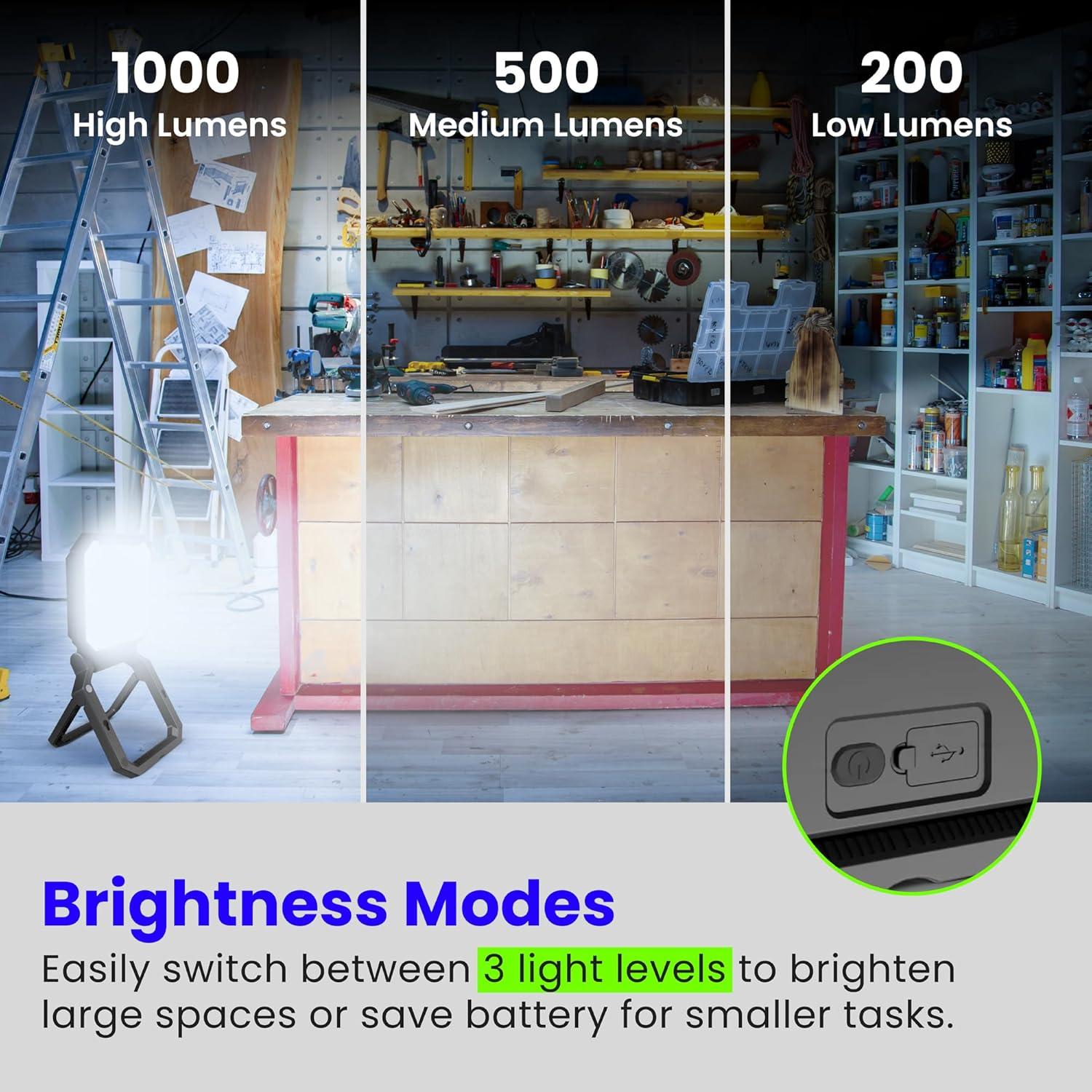 Luz de Trabajo LED Portátil Feit Electric 1000 Lúmenes 3 Modos