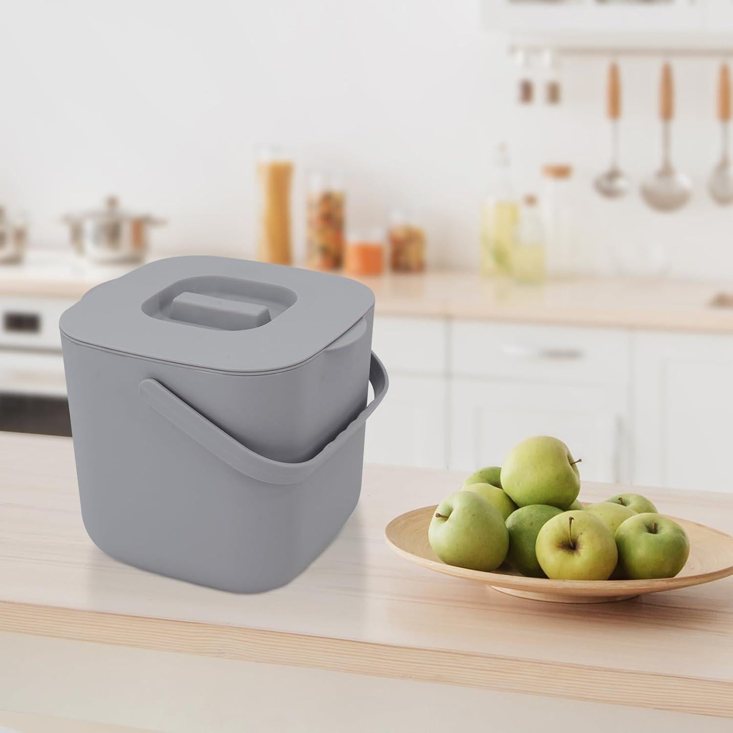 Bin de Compostaje de Cocina Jaderlu 7L Gris con Filtro