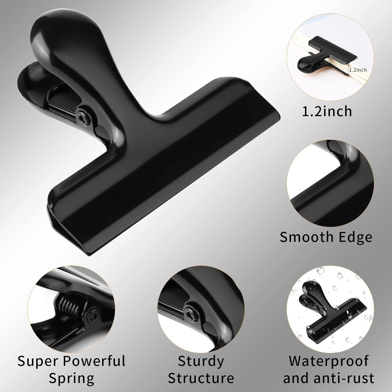 Abrazaderas de Papel Perla Dorada 3" Acero Inoxidable 6 Pcs