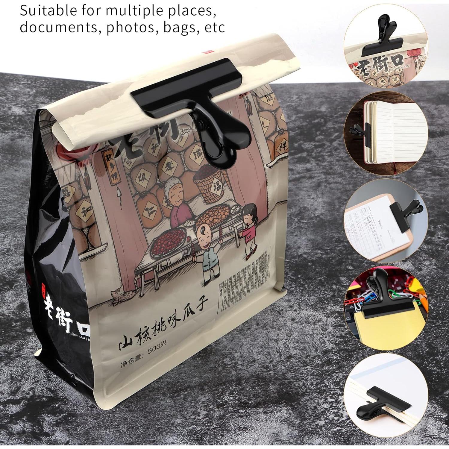 Abrazaderas de Papel Perla Dorada 3" Acero Inoxidable 6 Pcs