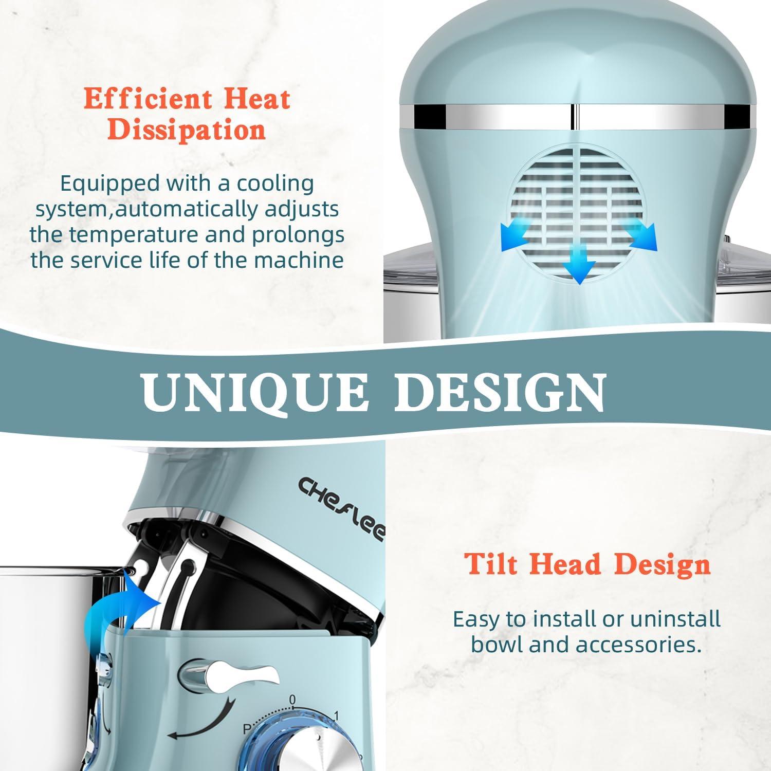 Mezclador de pie CHeflee 600W 6.5L con tazón acero inoxidable