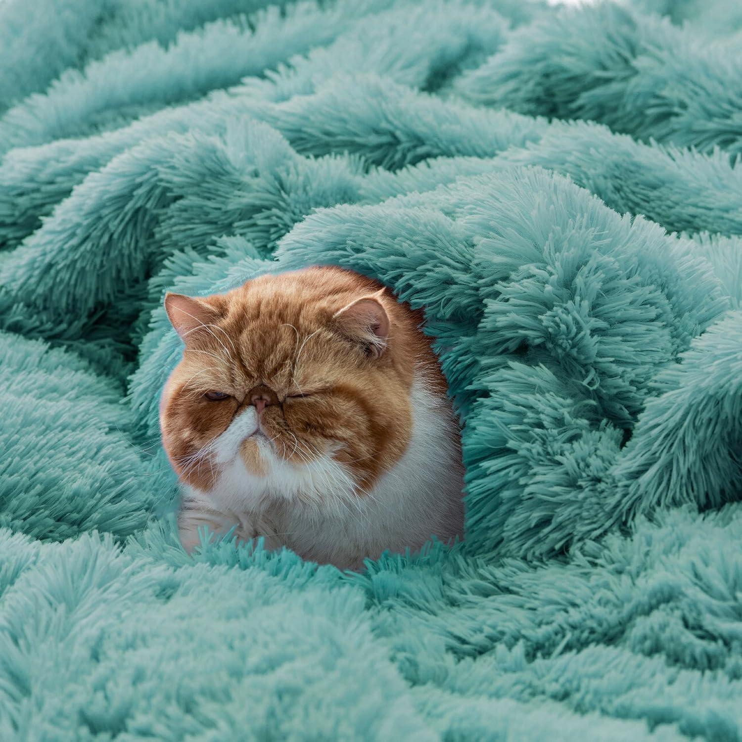 Manta de Forro Polar Bedsure Verde 50x60 cm Suave y Cálida