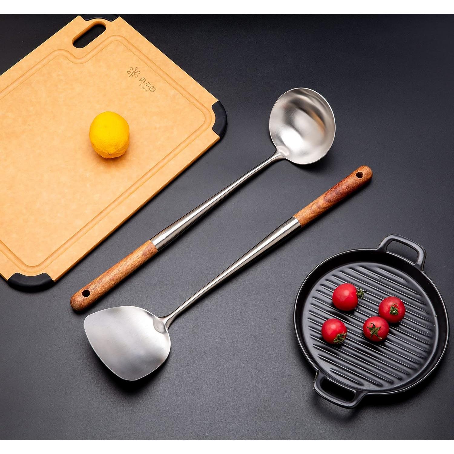 Juego de Utensilios de Cocina FJNATINH - Espátula y Cucharón 43 cm