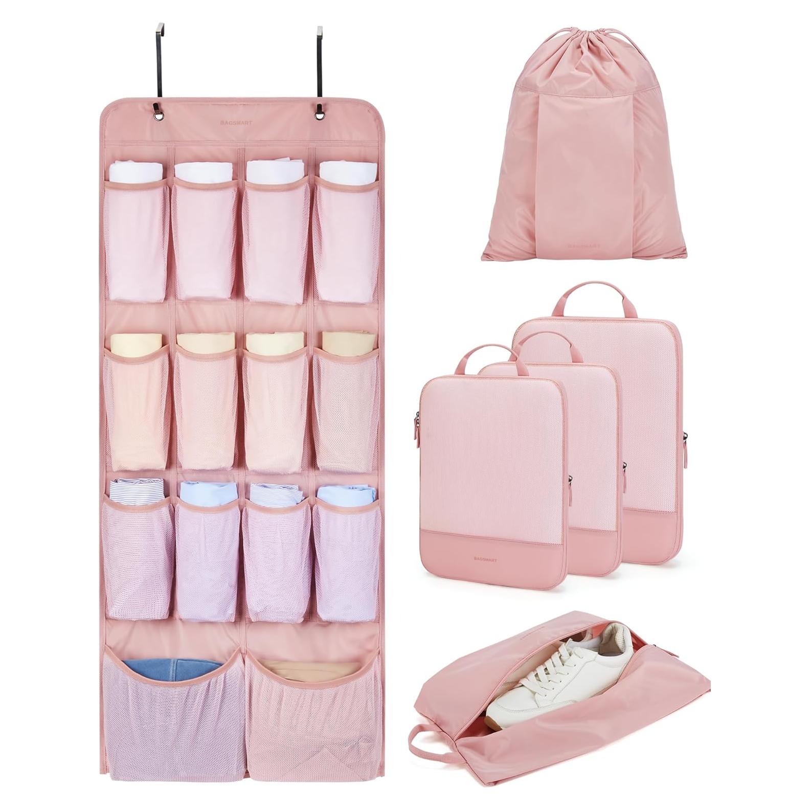 BAGSMART Organizador de Viaje Rosa Bebé, 6 Piezas Cubos y Estantes