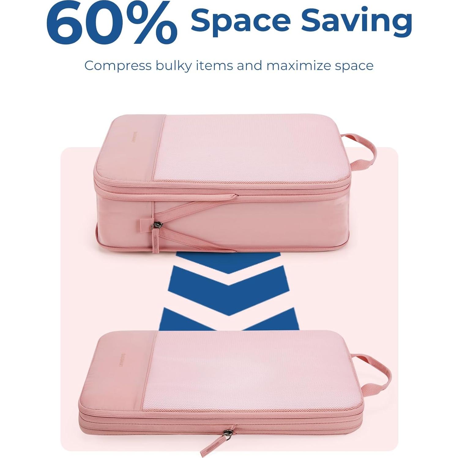 BAGSMART Organizador de Viaje Rosa Bebé, 6 Piezas Cubos y Estantes