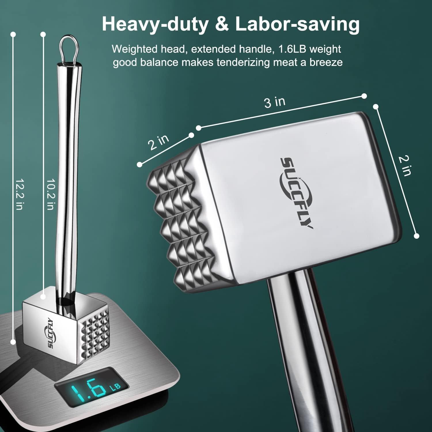 Ablandador de Carne SUCCFLY Acero Inoxidable 0.71kg Mango Ergonómico