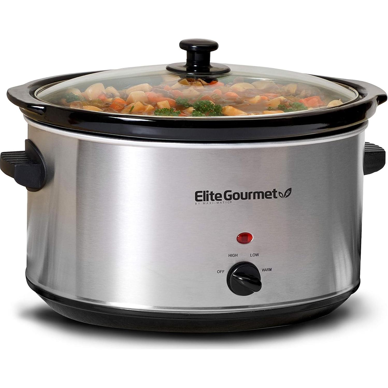 Cocinero Lento Elite Gourmet 8.5 Qt Acero Inoxidable Ovalado