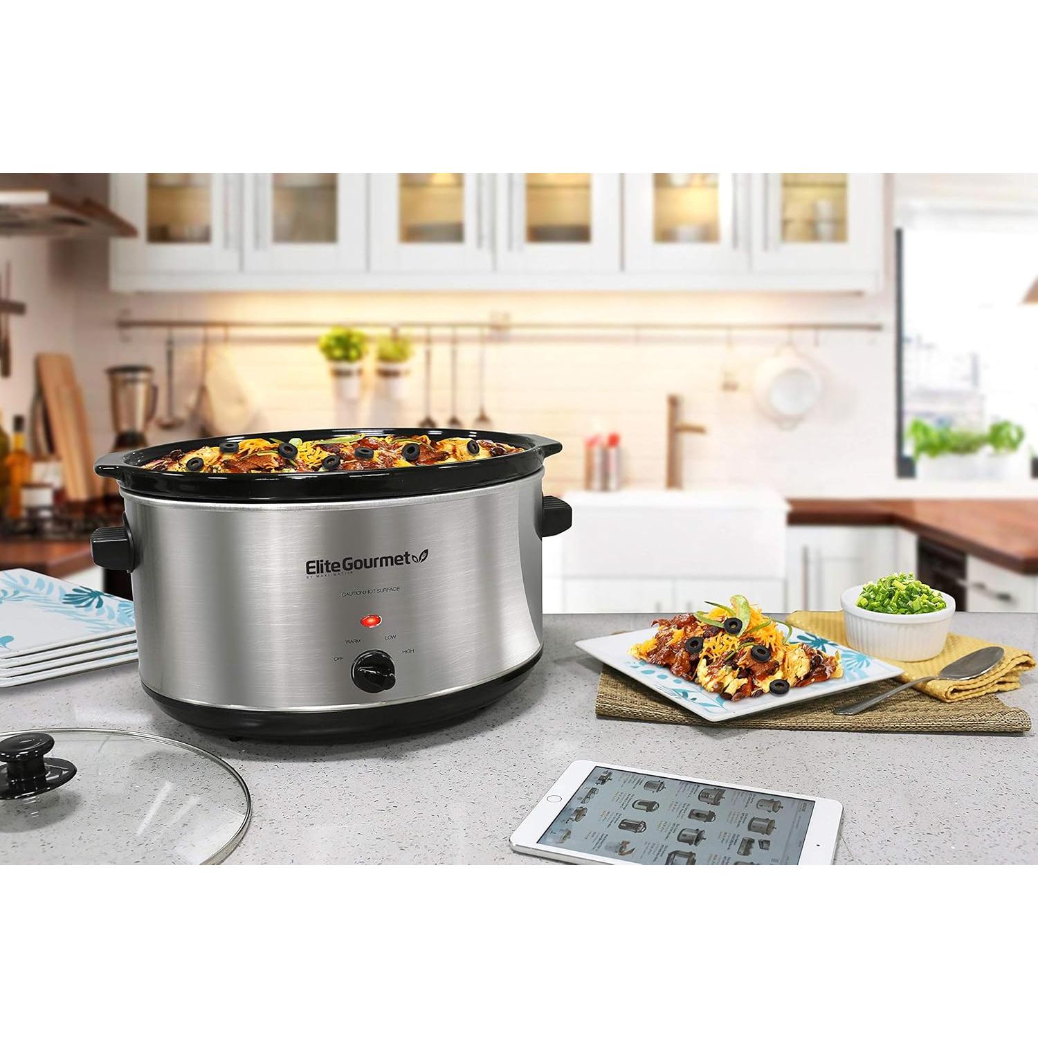 Cocinero Lento Elite Gourmet 8.5 Qt Acero Inoxidable Ovalado