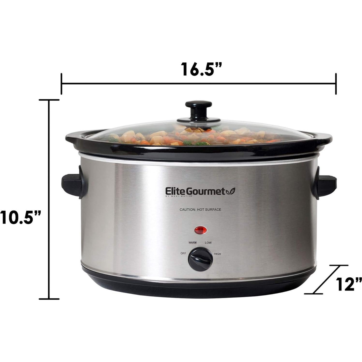 Cocinero Lento Elite Gourmet 8.5 Qt Acero Inoxidable Ovalado