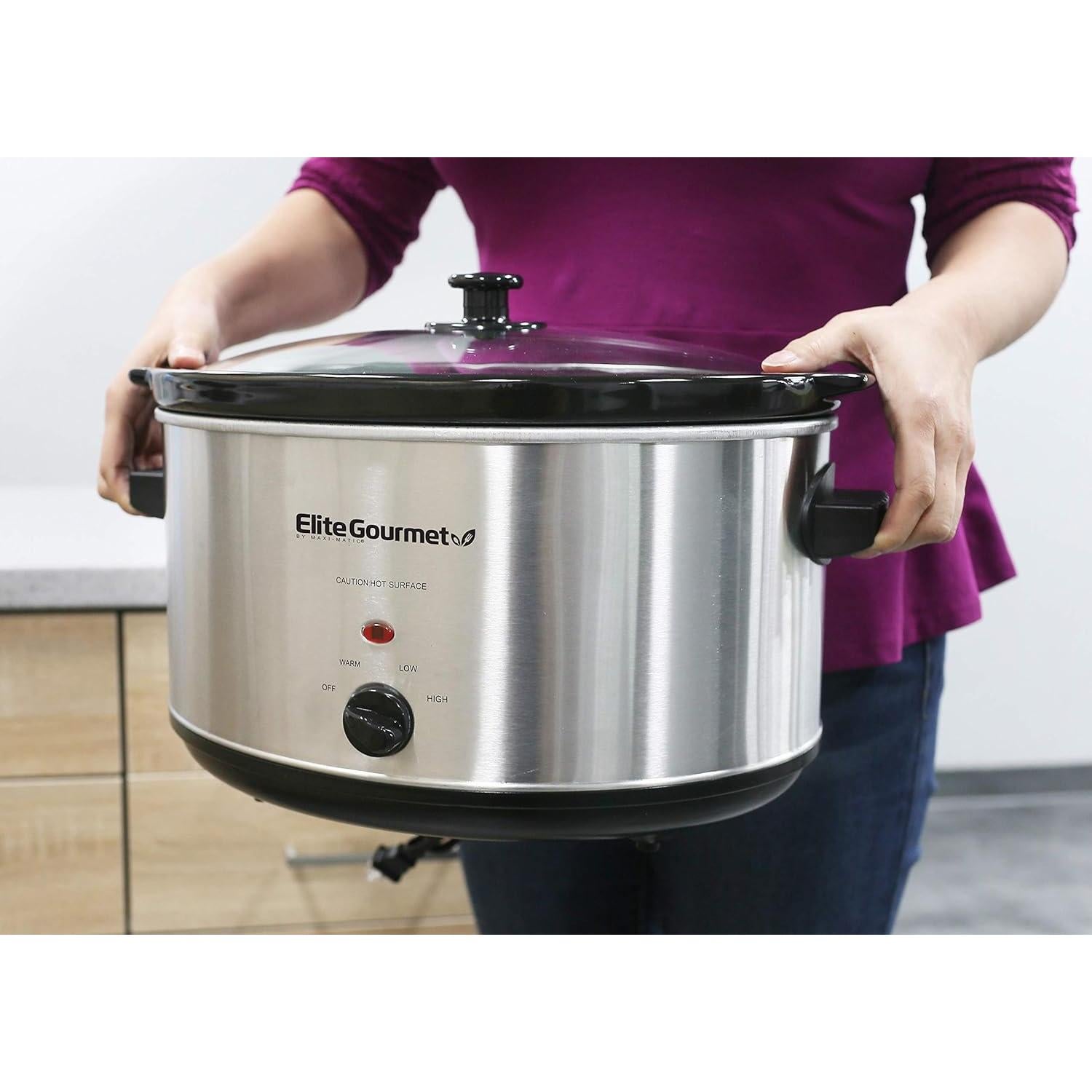 Cocinero Lento Elite Gourmet 8.5 Qt Acero Inoxidable Ovalado