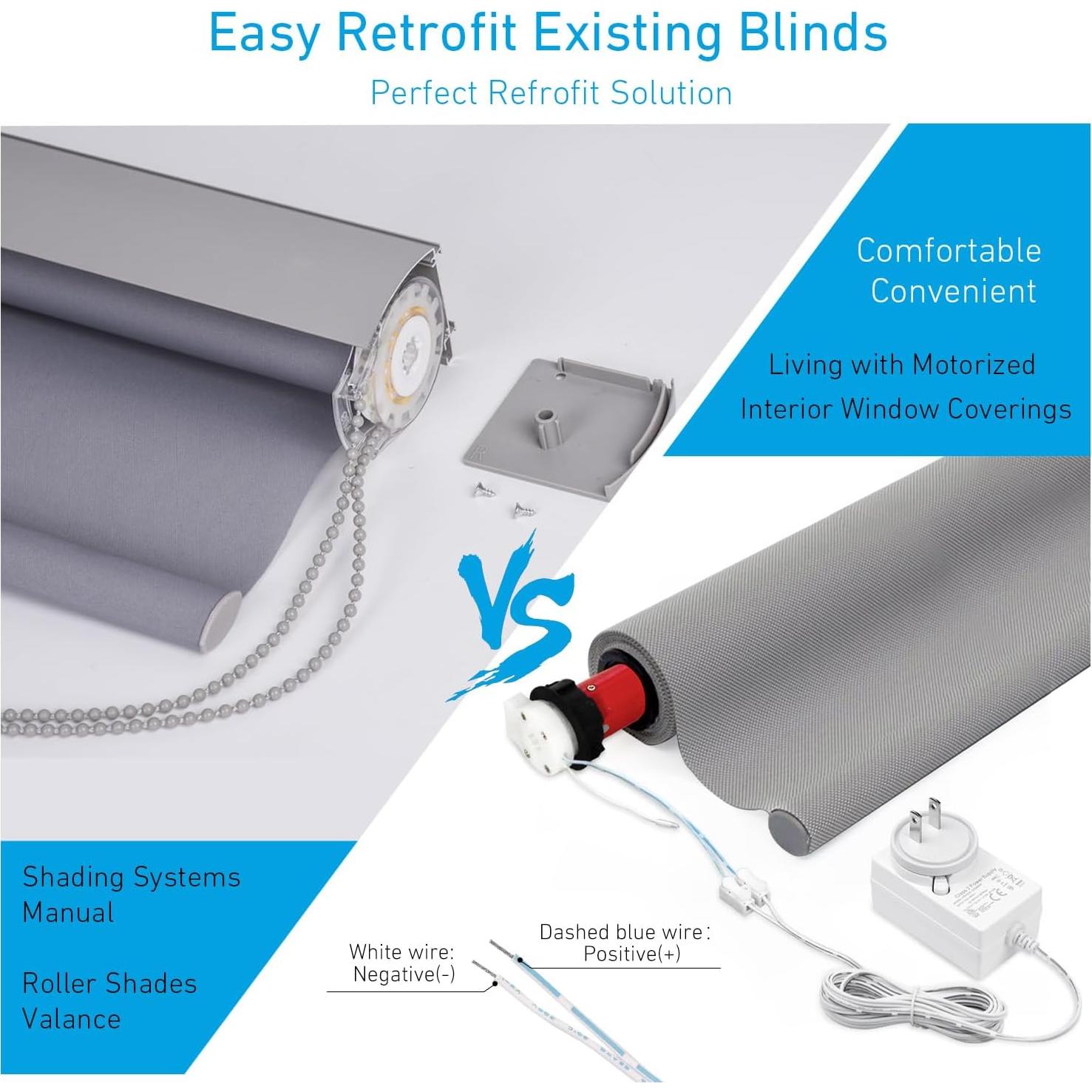 Kit Motor Tubular DC24V Rollerhouse para Cortinas 1.5"