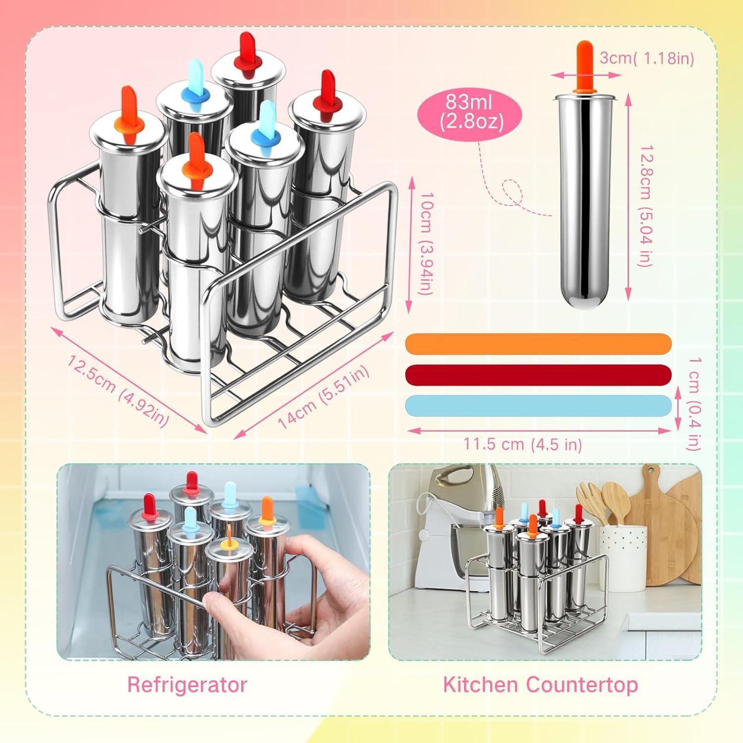 Moldes de Paletas de Acero Inoxidable Jingmore - 6 Piezas Redondas