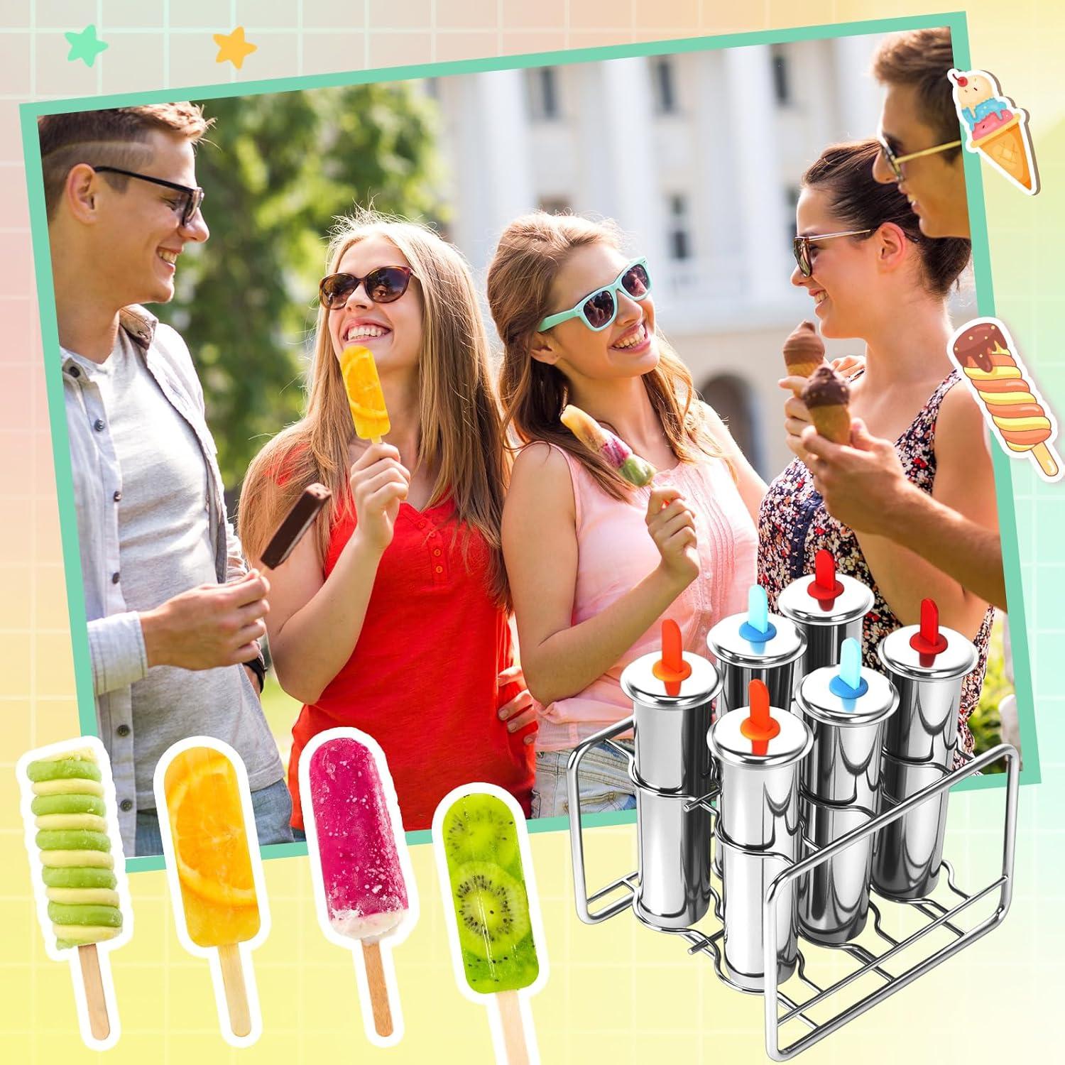 Moldes de Paletas de Acero Inoxidable Jingmore - 6 Piezas Redondas