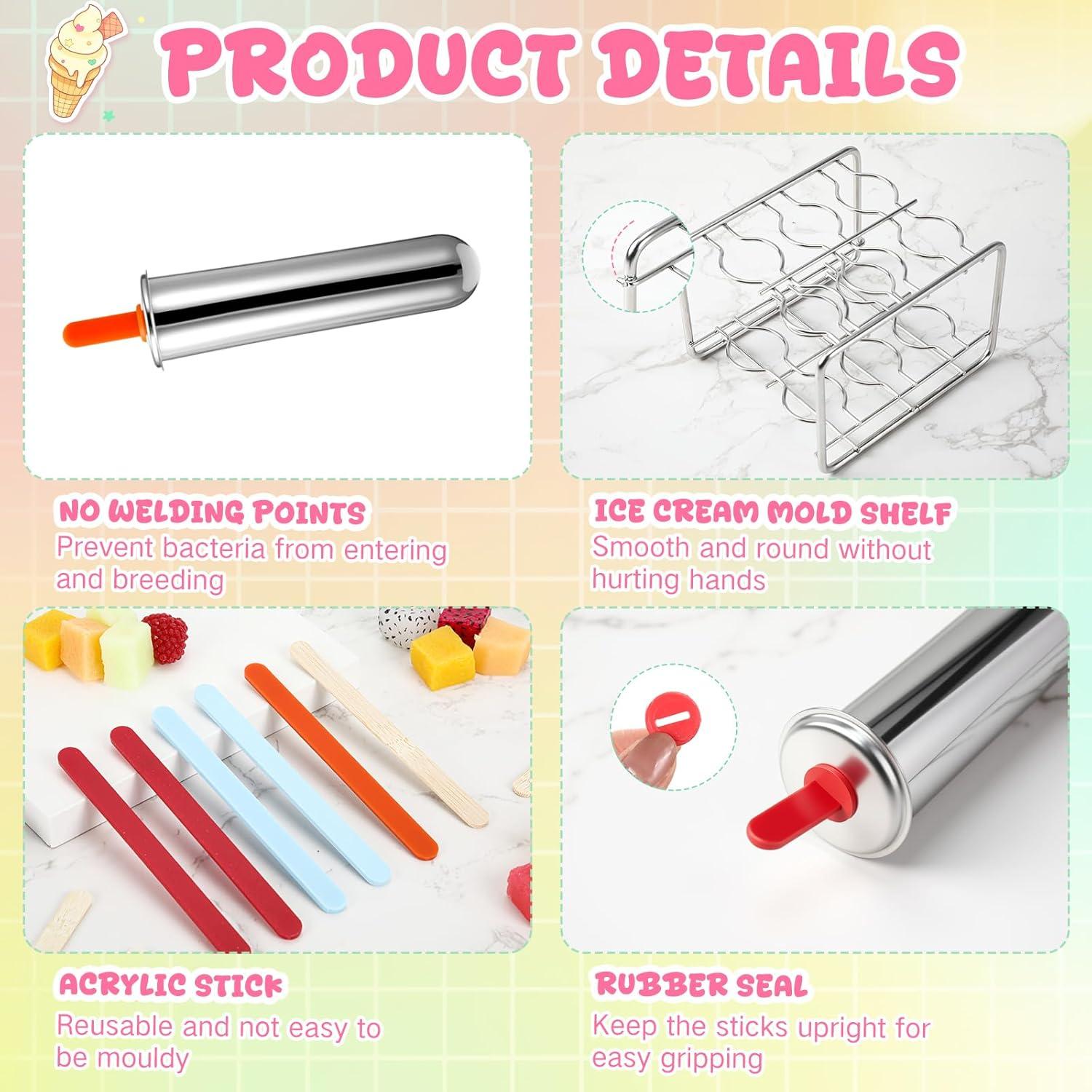 Moldes de Paletas de Acero Inoxidable Jingmore - 6 Piezas Redondas