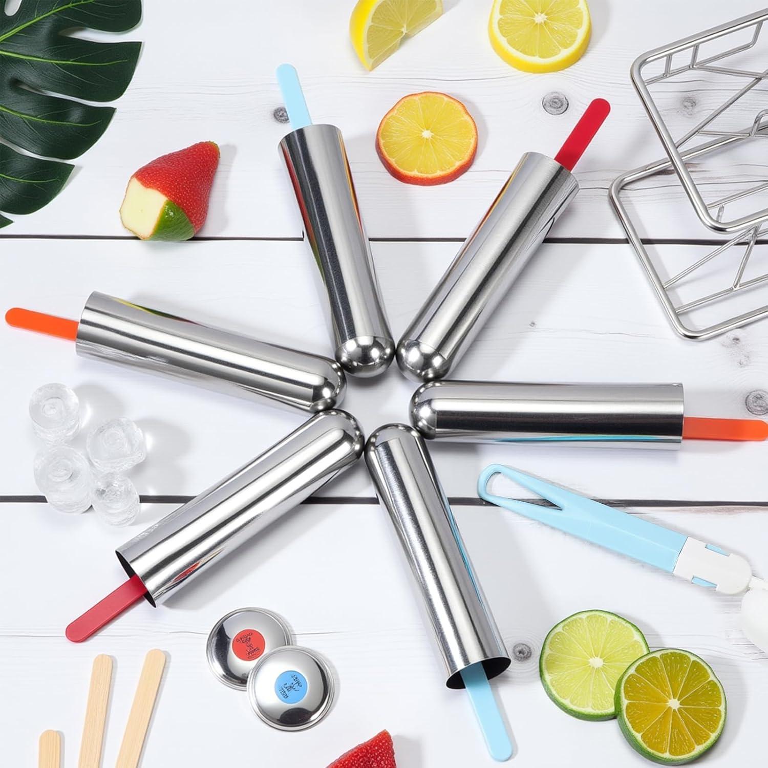 Moldes de Paletas de Acero Inoxidable Jingmore - 6 Piezas Redondas