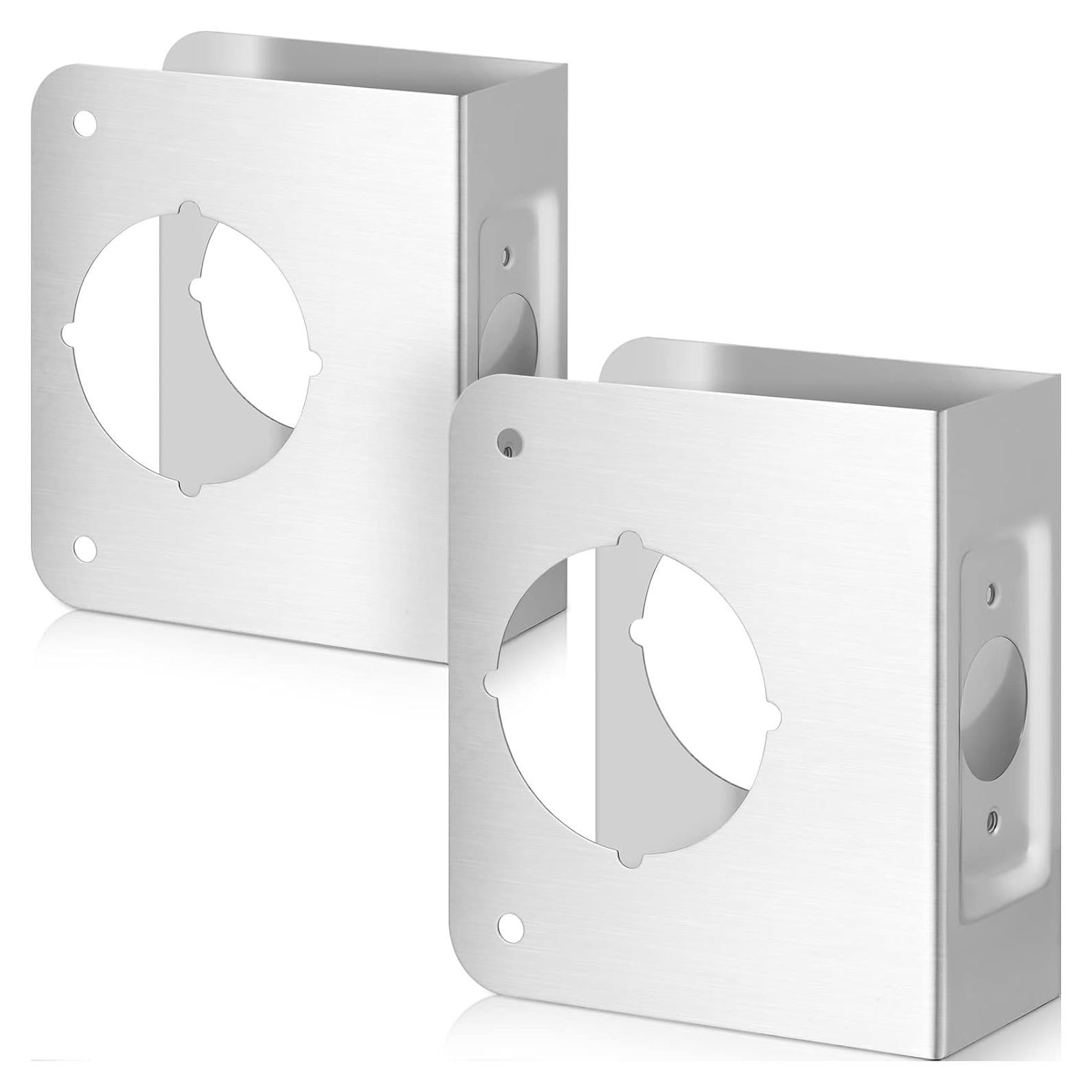Lock and Door Reinforcement Plate 1-3/4-Inch Thick by 2-3/8-Inch Backset 2-1/8-Inch Bore Doors Reinforce Repair Stainless Steel Home Security Plate Add Security to Your Home(2 Pcs)