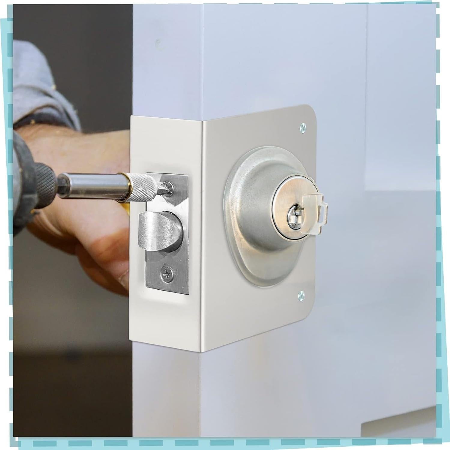 Lock and Door Reinforcement Plate 1-3/4-Inch Thick by 2-3/8-Inch Backset 2-1/8-Inch Bore Doors Reinforce Repair Stainless Steel Home Security Plate Add Security to Your Home(2 Pcs)