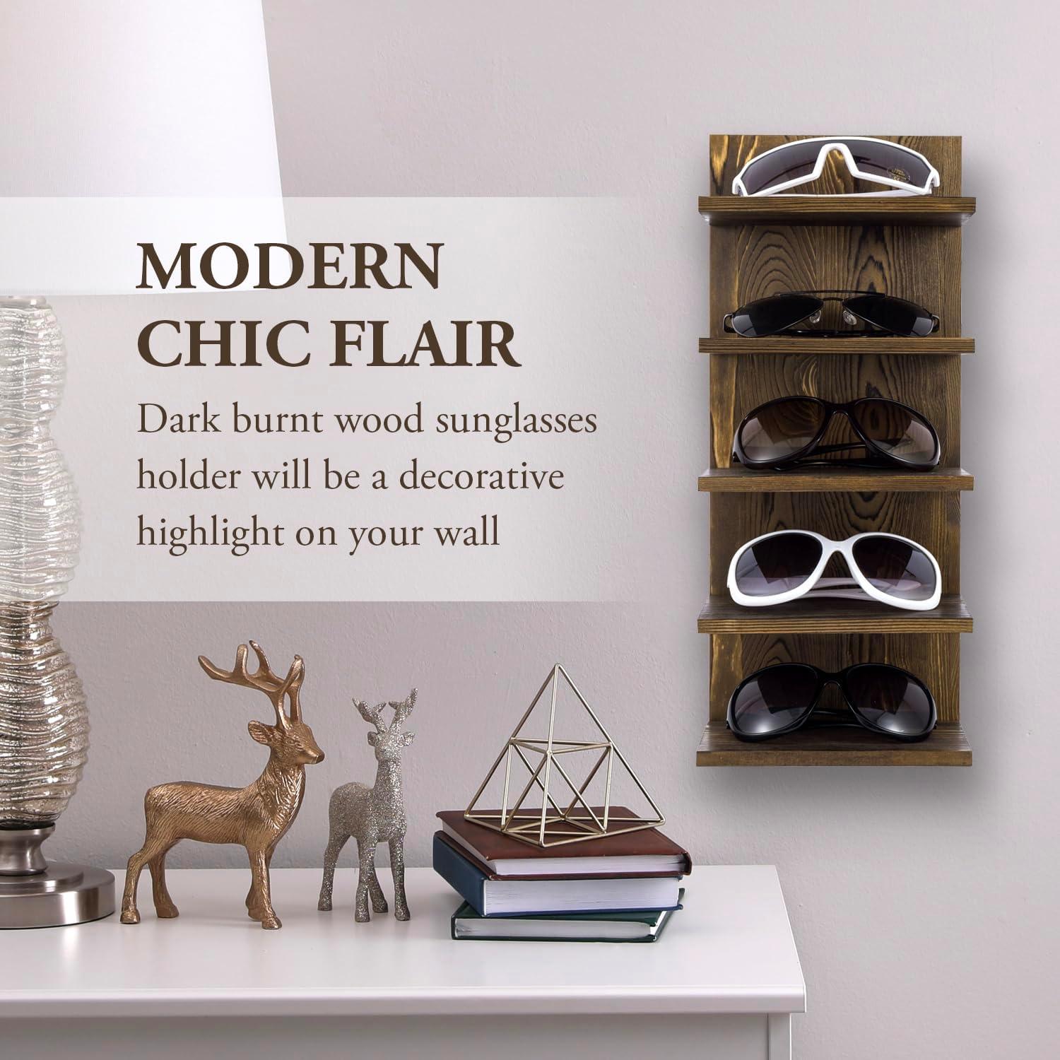 Soporte para Gafas de Sol MyGift de Madera Quemada 5 Niveles